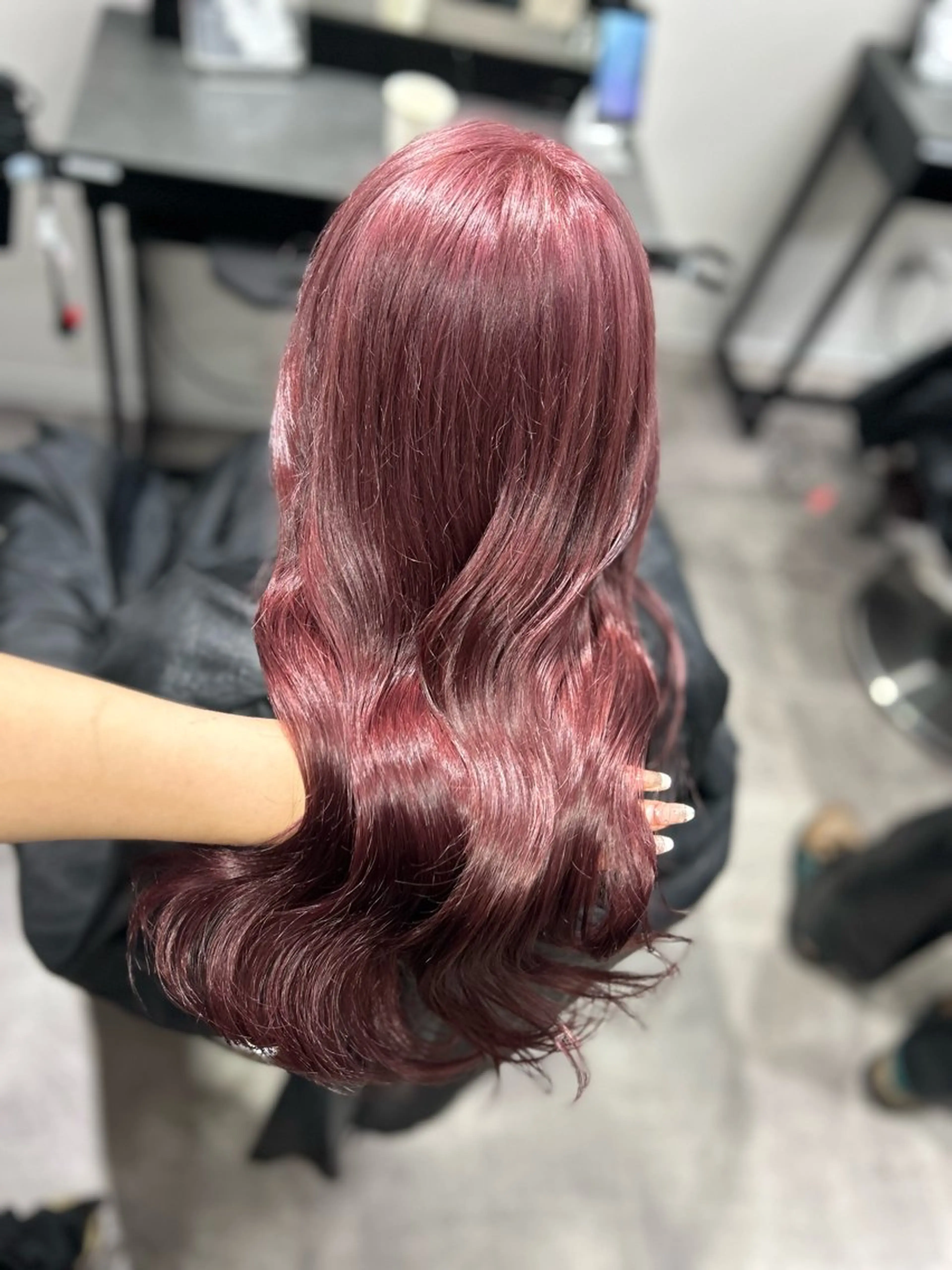 セミロング カラー ヘアアレンジ ピンクカラー 💎韓国/ レイヤー カット/ 暖色🫧のヘアスタイル