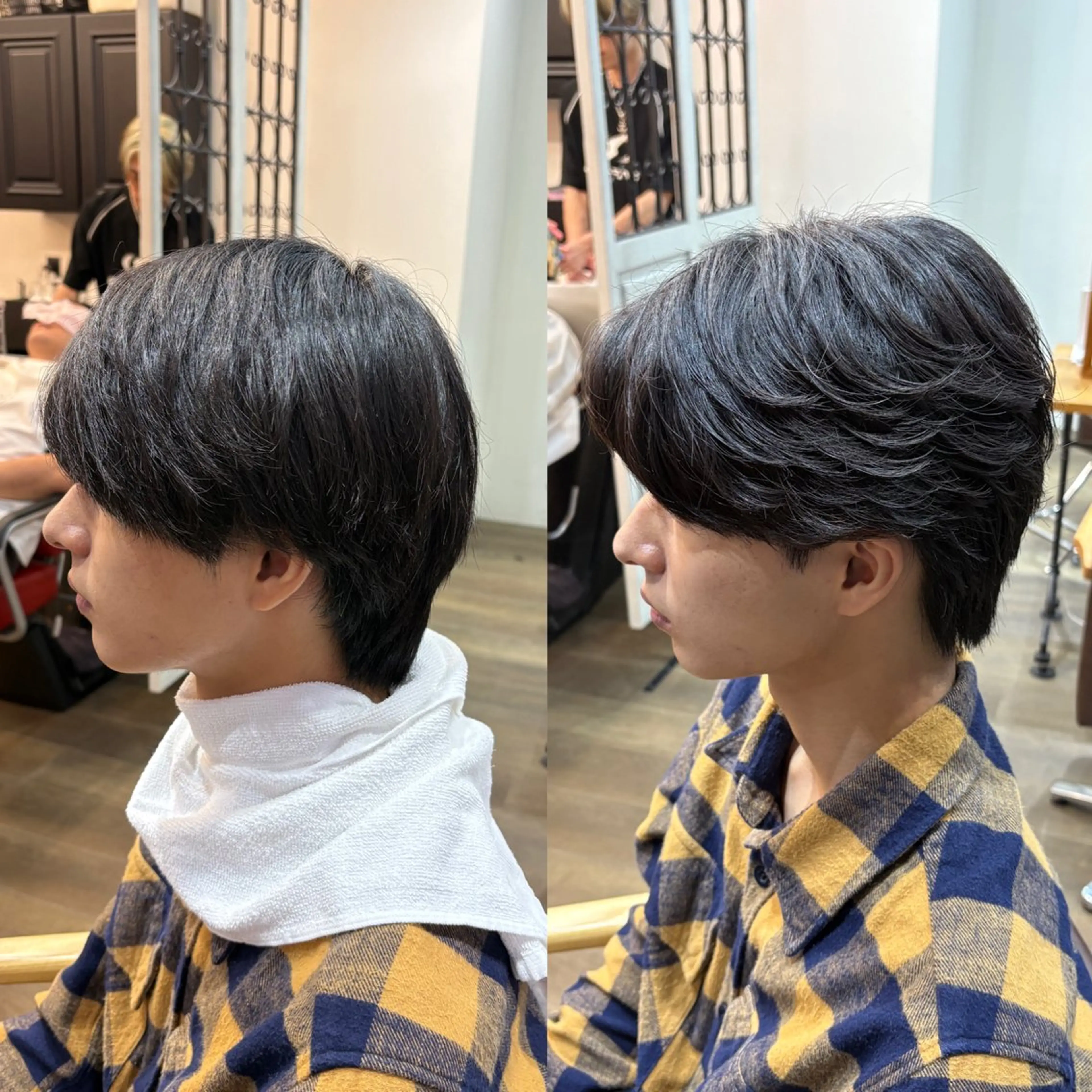 ショート パーマ メンズ カルマパーマ メンズパーマ カット パーマ 韓国メンズヘア/ 毛流れヘア　須田龍世のヘアスタイル