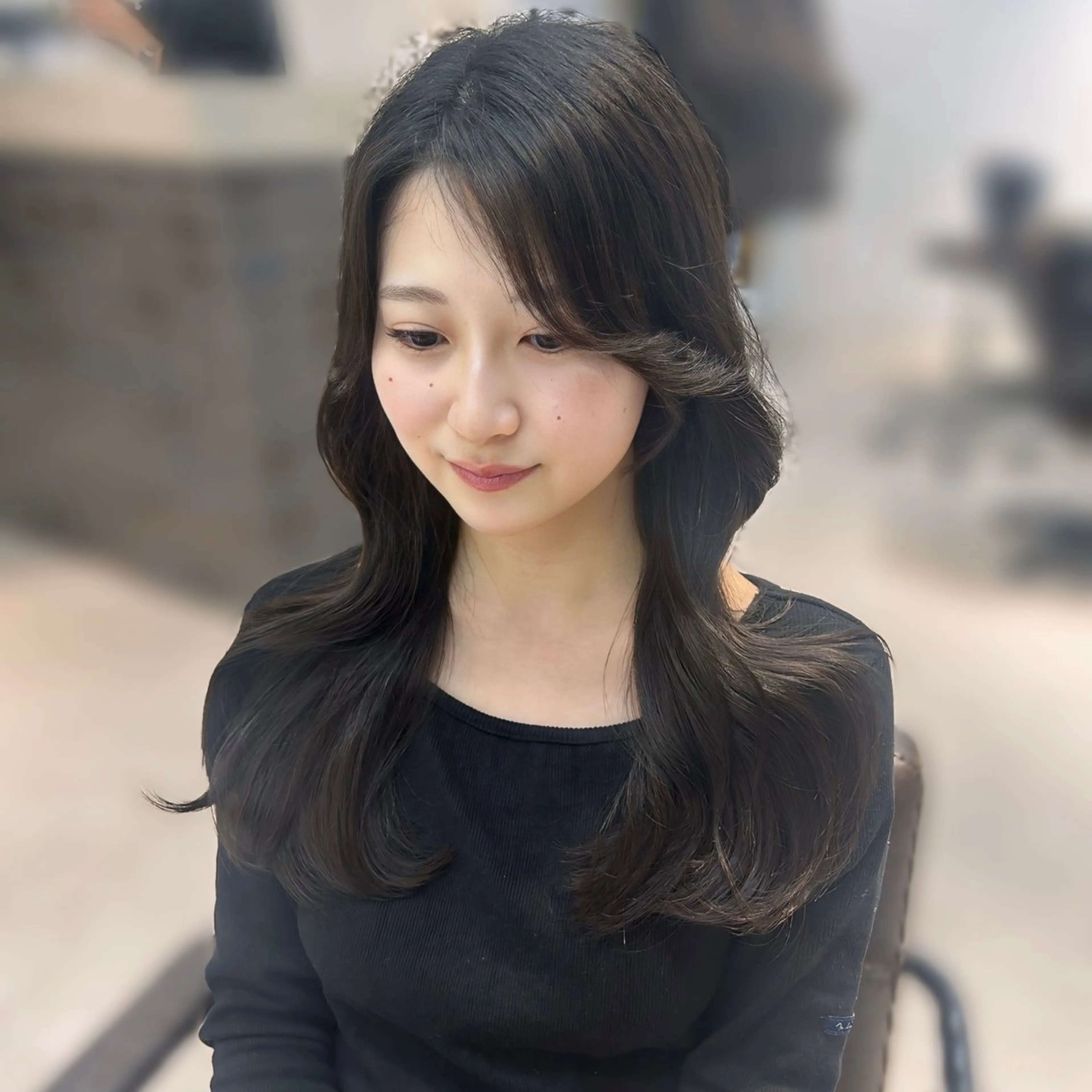 ロング カット ninaアイドル前髪 ×透明感🎀のヘアスタイル