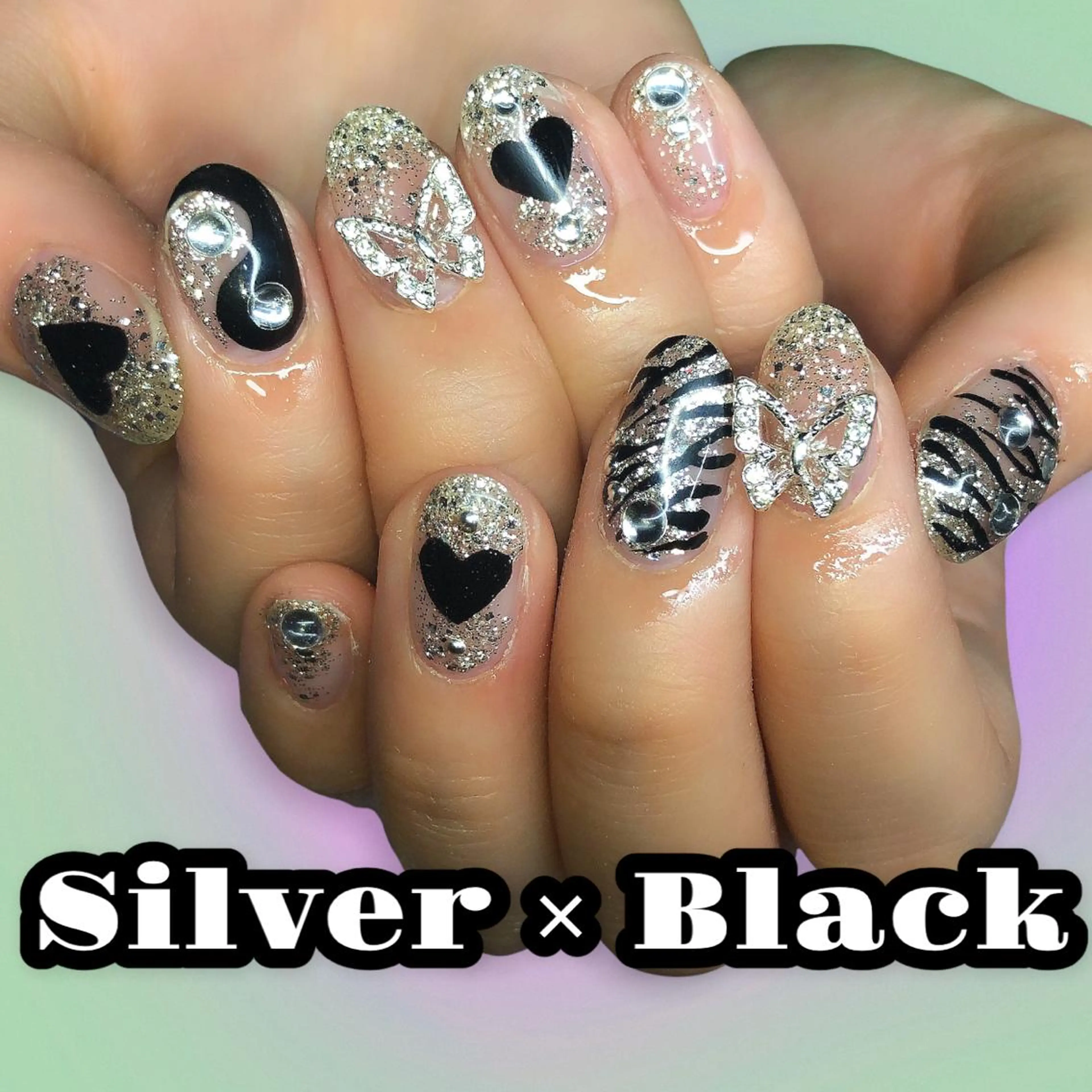 ネイル シルバー ハンドネイル 【Yappy🌈】 💖P-tanaのネイルデザイン