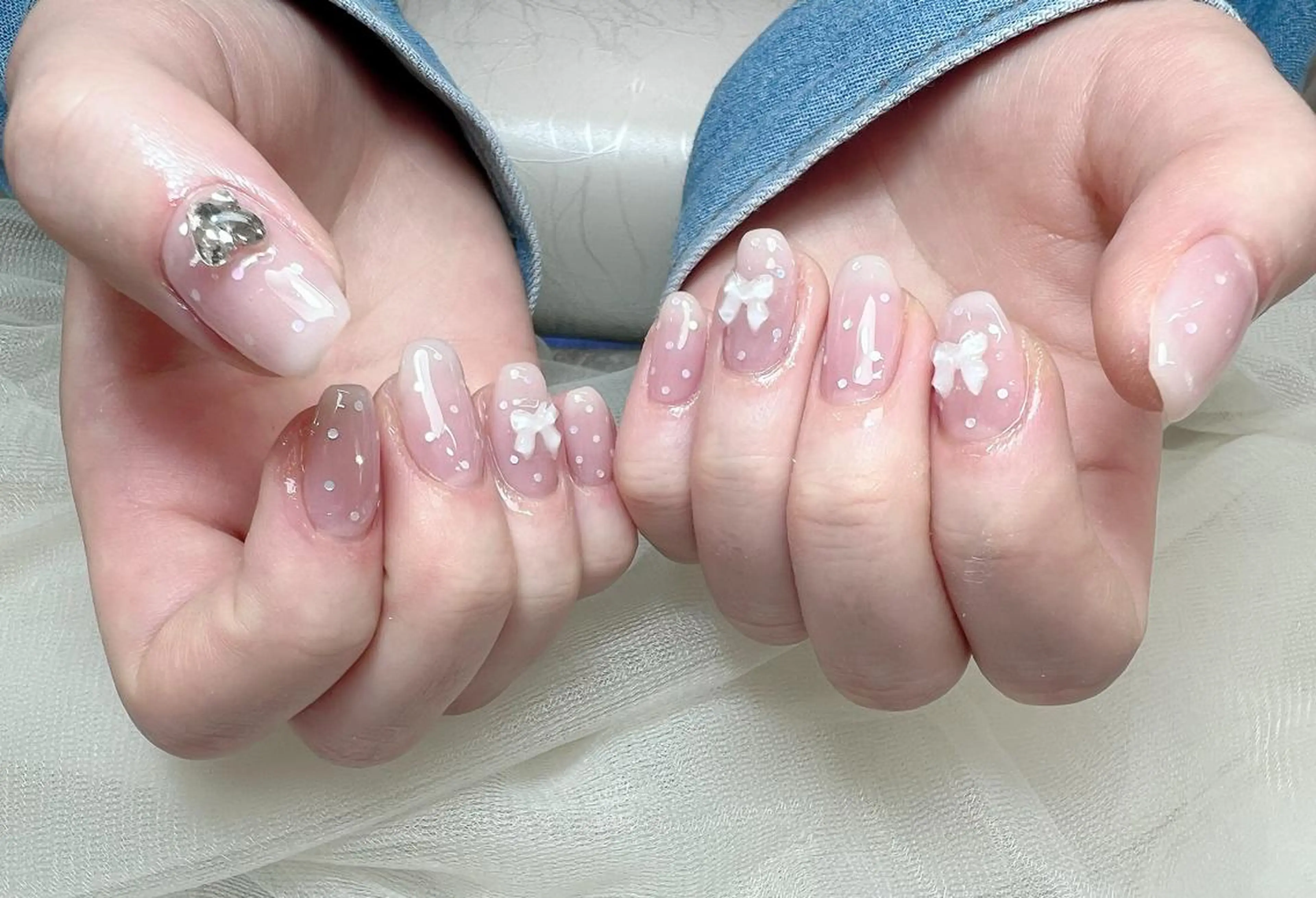 ネイル 持ち込み リボン ハンドネイル ♡4U NAIL& 韓国美容＆ネイル♡のネイルデザイン
