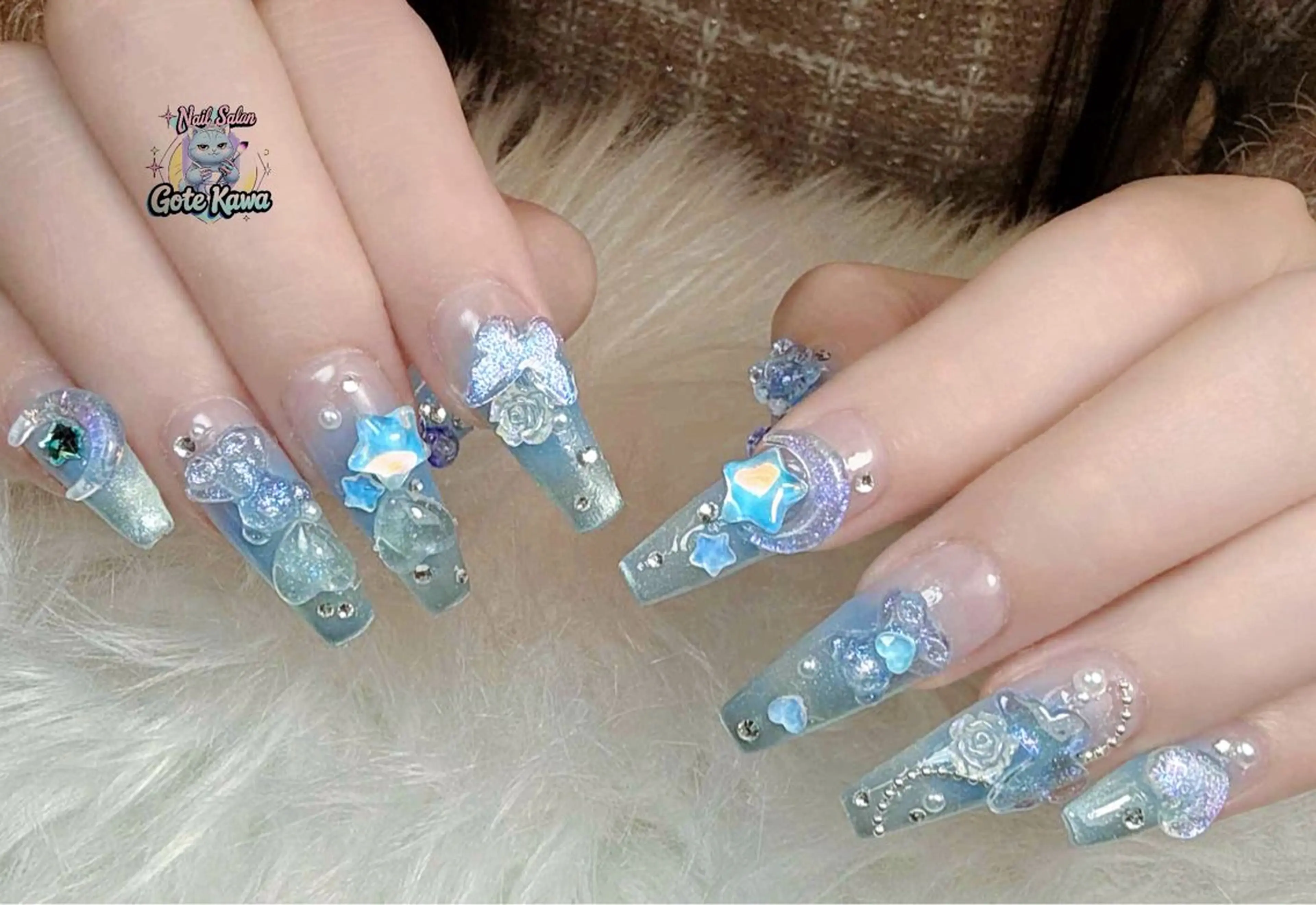 ネイル アートネイル 長さ出し キラキラネイル ピンク リボン ハンドネイル ハンドケア Gote Kawa nail salonのネイルデザイン