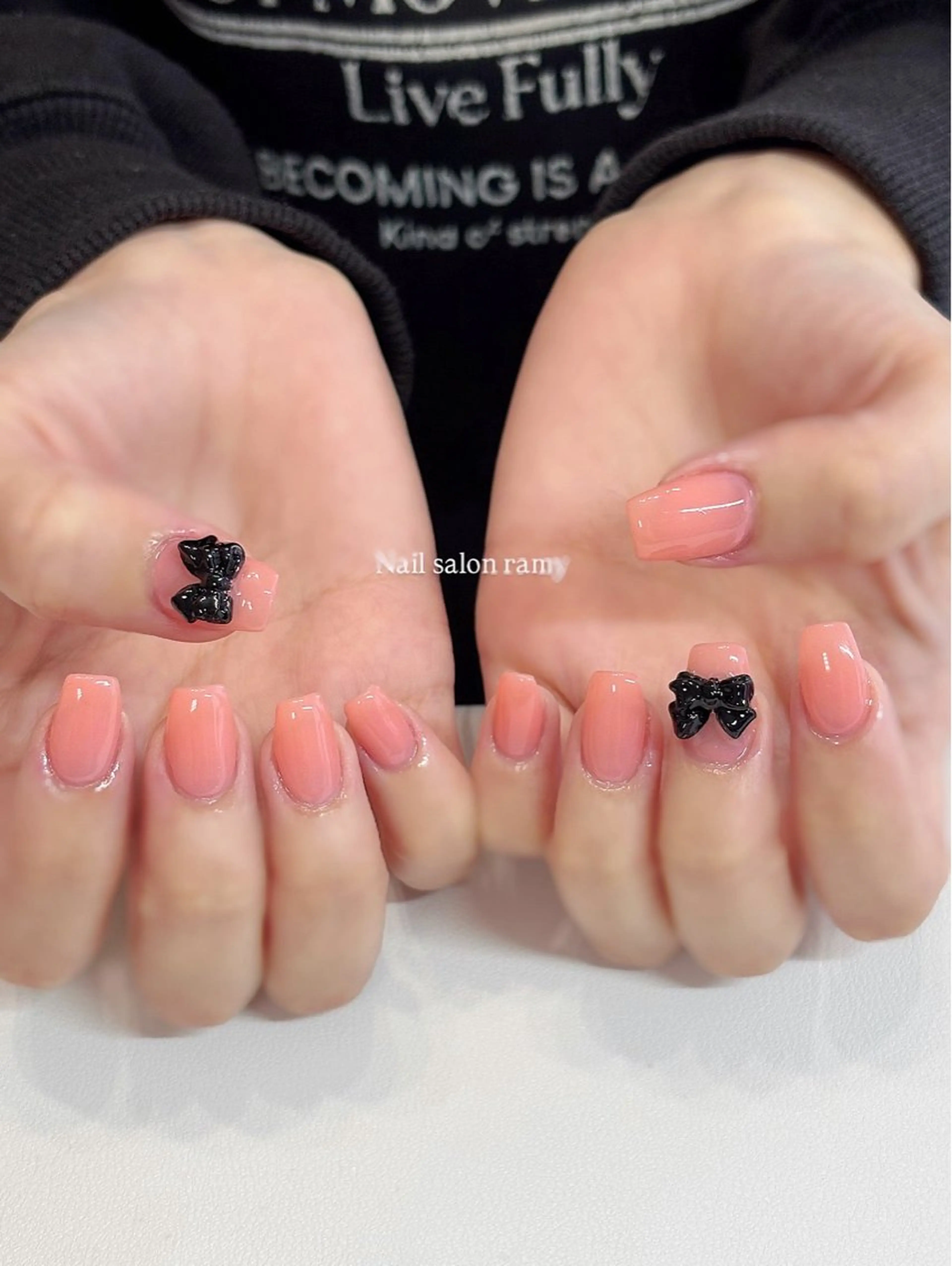 ネイル リボン ハンドネイル Nail salon ramyのマツエク・マツパデザイン