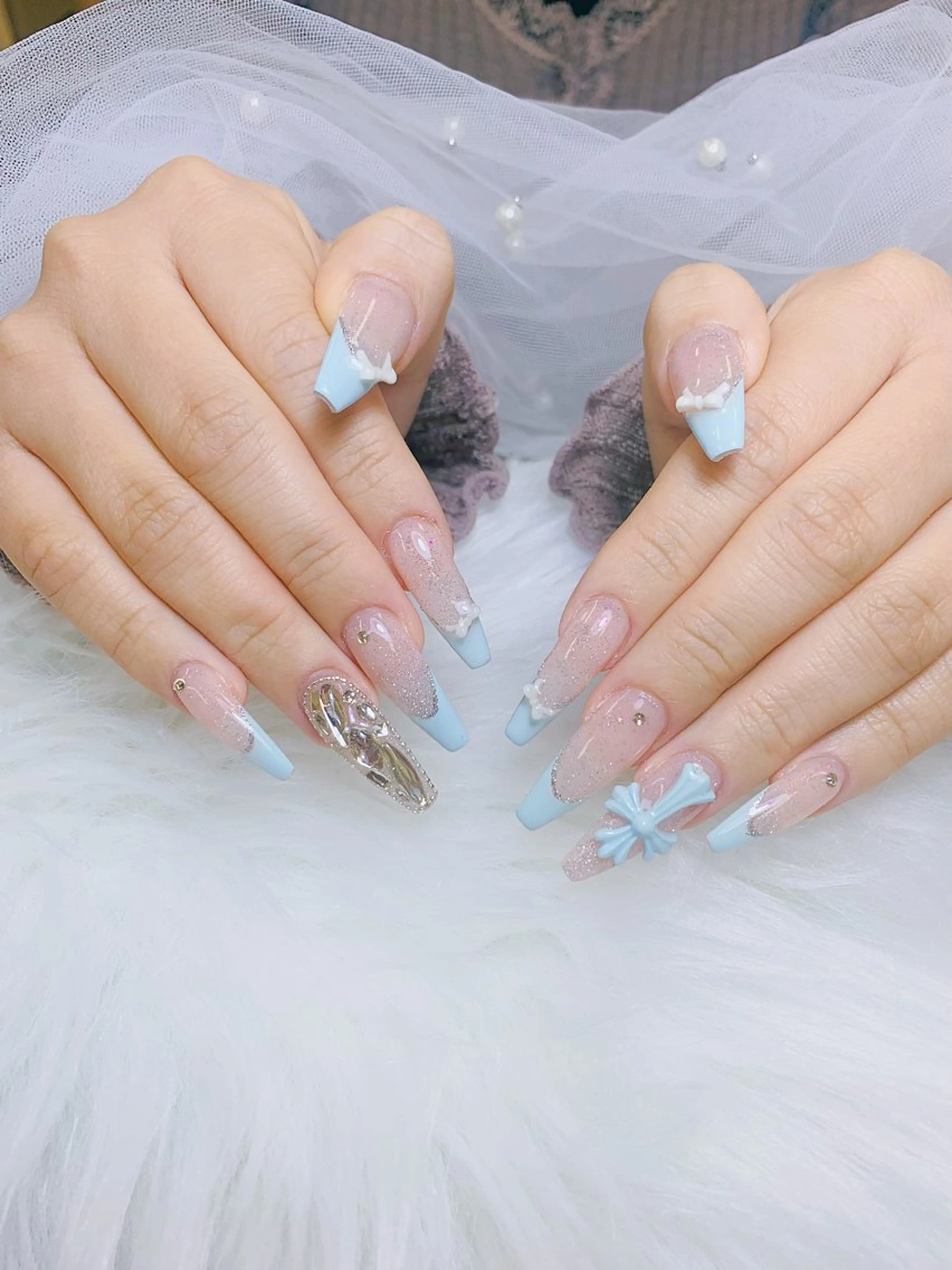 ネイル チークネイル 長さ出し フラッシュネイル フレンチネイル グラデーション ハンドネイル AN NAIL SALONのネイルデザイン