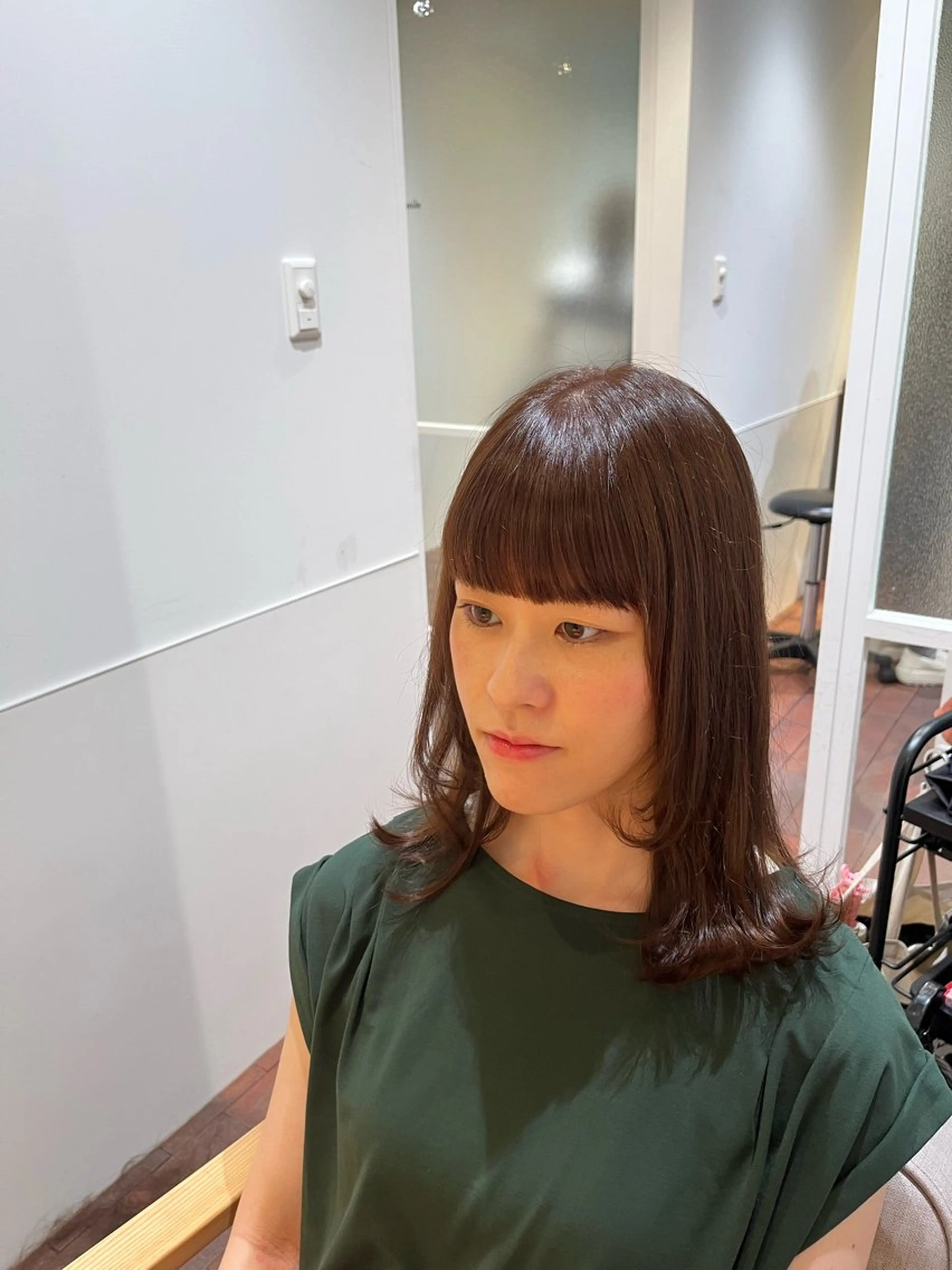 ミディアム カラー ボブ カット ヘアカラー トリートメント マンツーマン 縮毛矯正/マユコのヘアスタイル