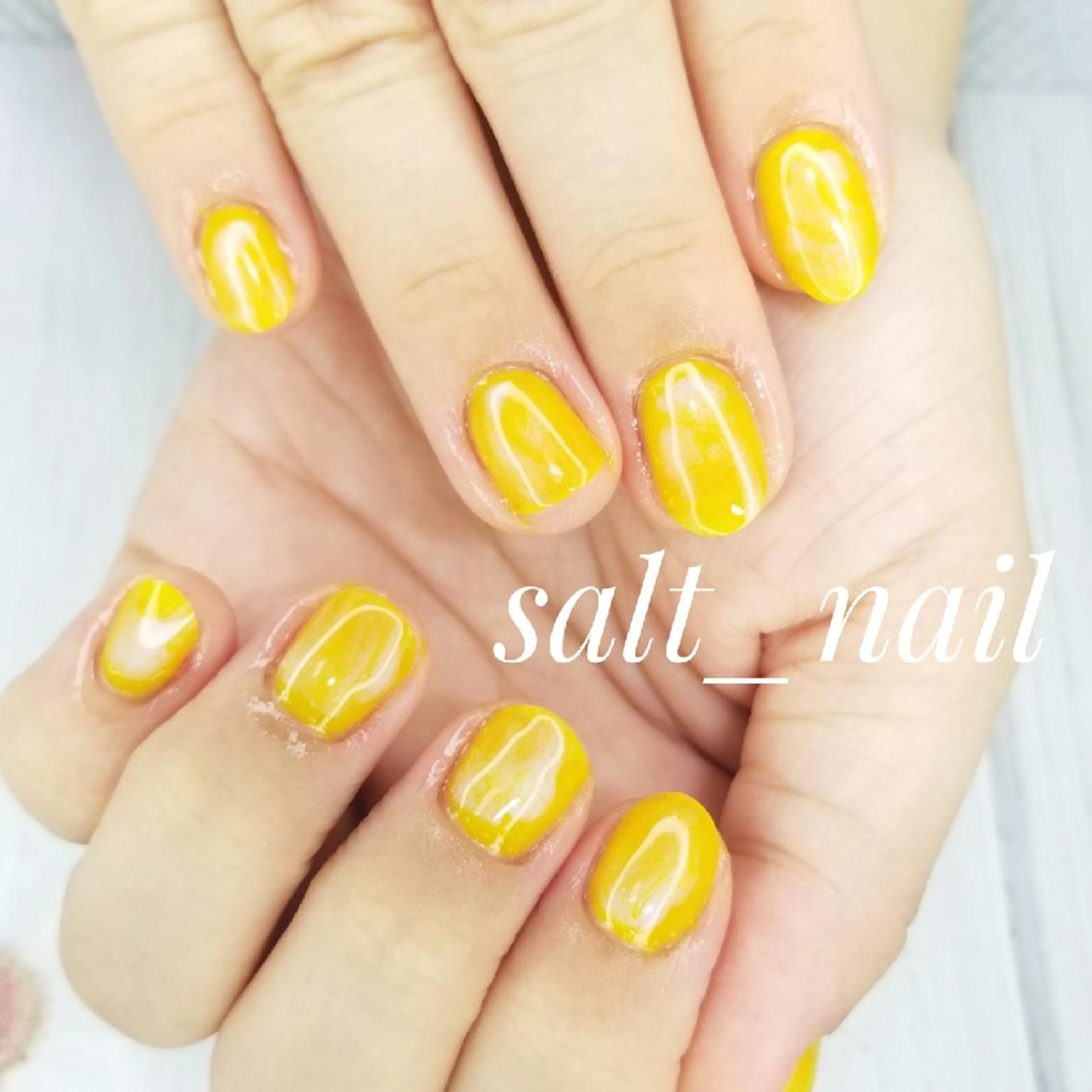 ネイル ワンカラーネイル シンプルネイル 黄色 個人サロン saltnailのネイルデザイン