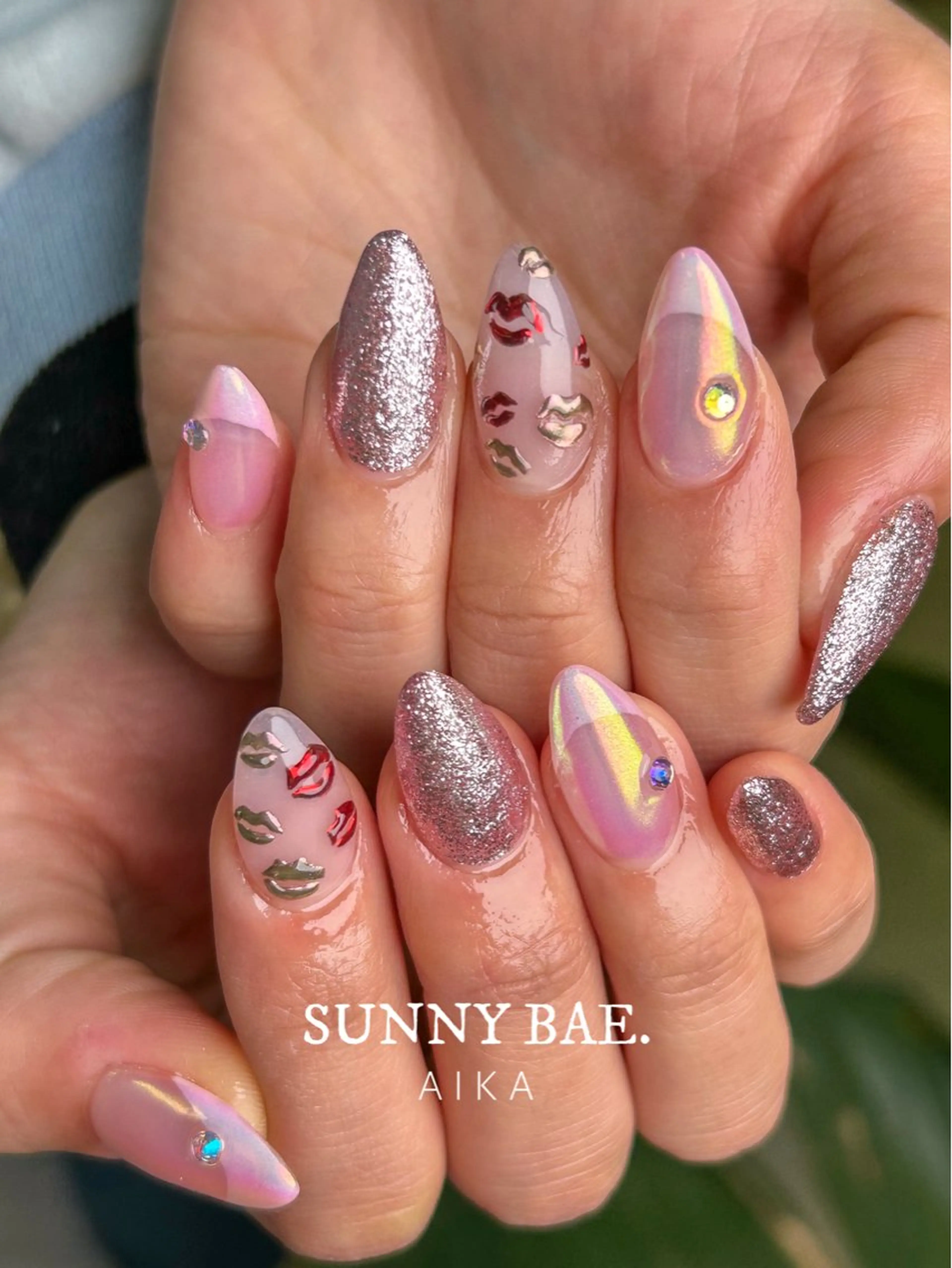 ネイル フレンチネイル ミラーネイル スカルプネイル バレンタイン Made By AIKAのネイルデザイン