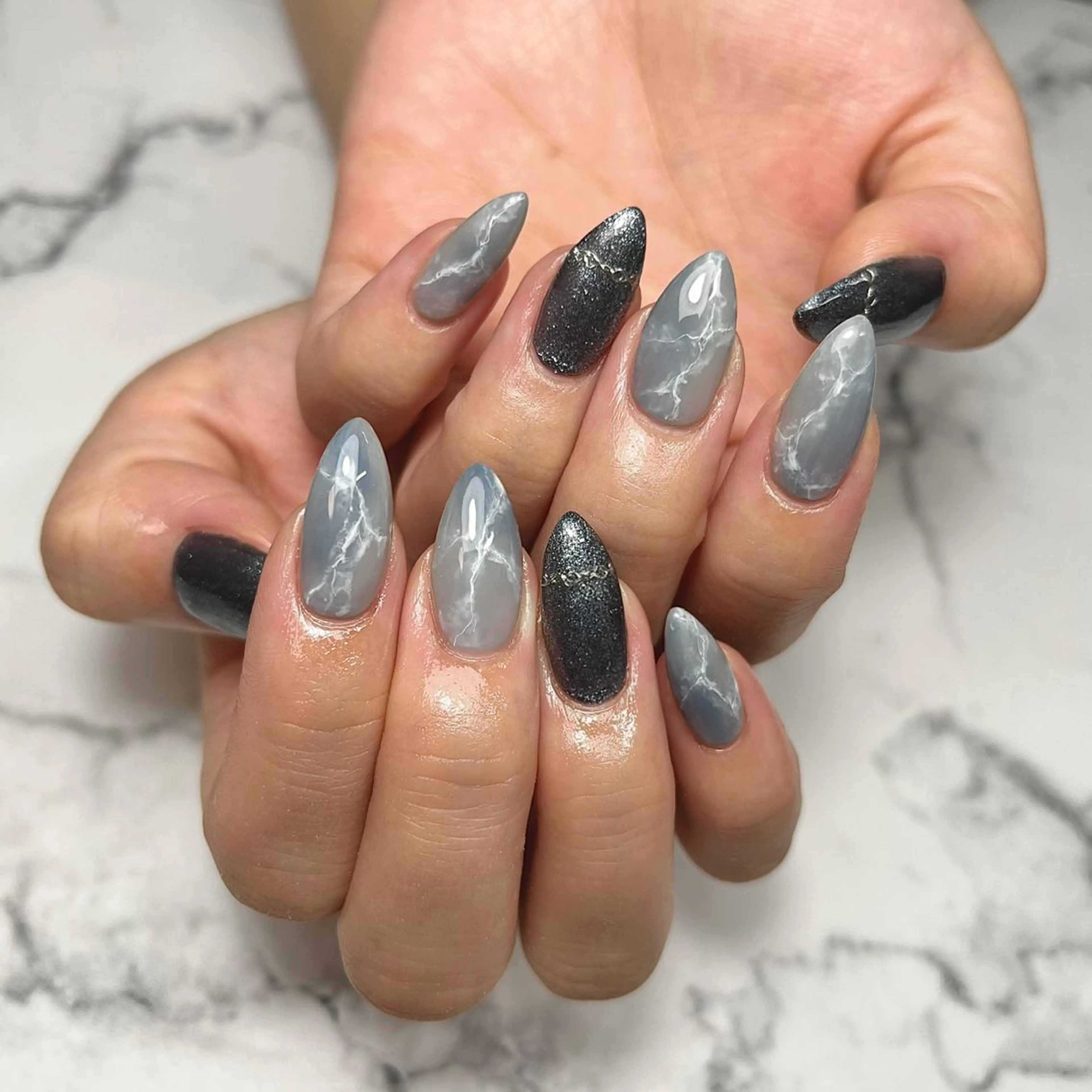 ネイル アートネイル ジェルネイル 氷ネイル・うるうるネイル 韓国ネイル 大理石ネイル(マーブル) ハンドネイル NAIL NOWのネイルデザイン