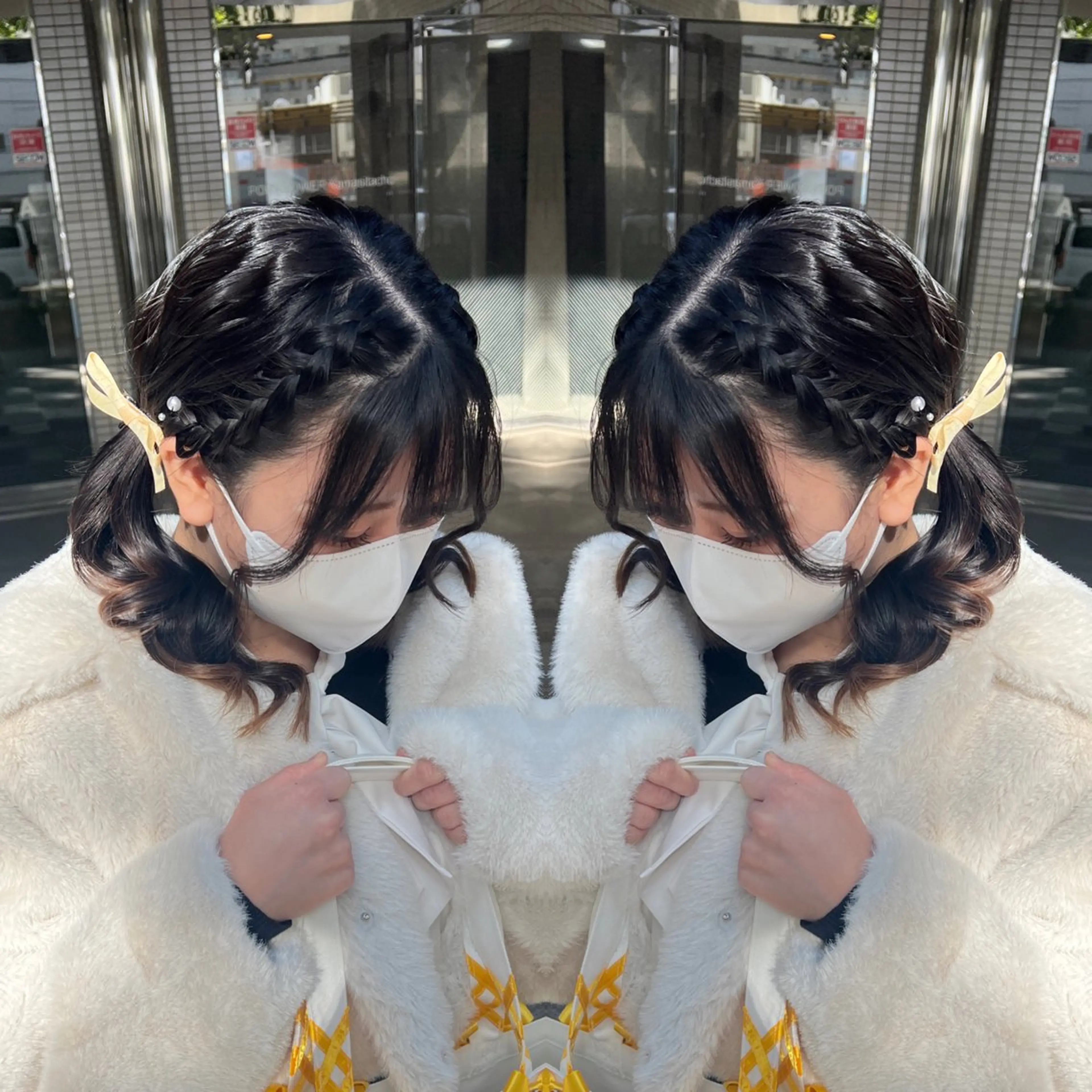 セミロング ヘアアレンジ ヘアセット ハイライト/レイヤー /ハイトーン/AOIのヘアスタイル