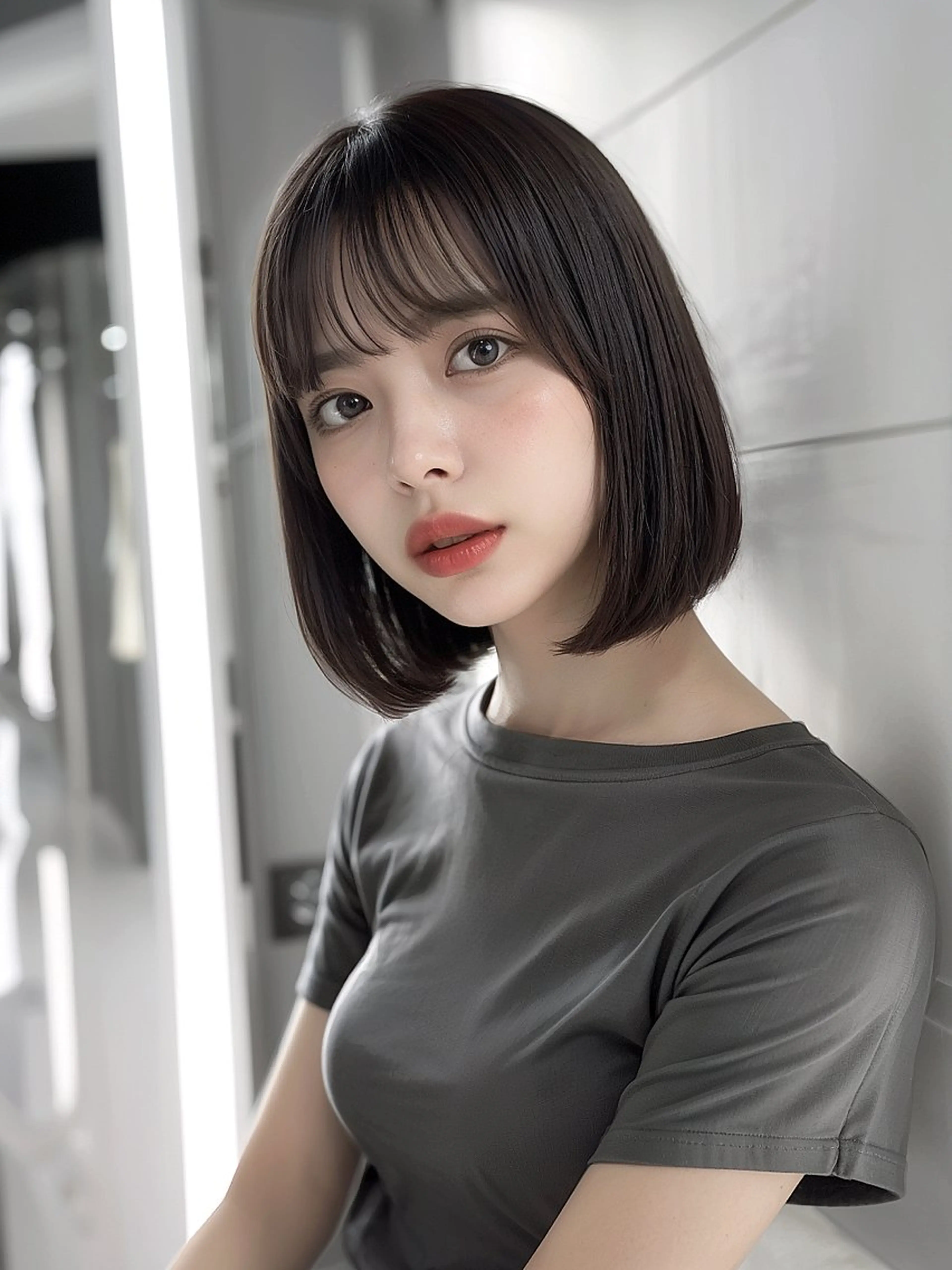 ショート カット ヘアカラー 神戸で縮毛矯正/髪質 改善/お任せくださいのヘアスタイル