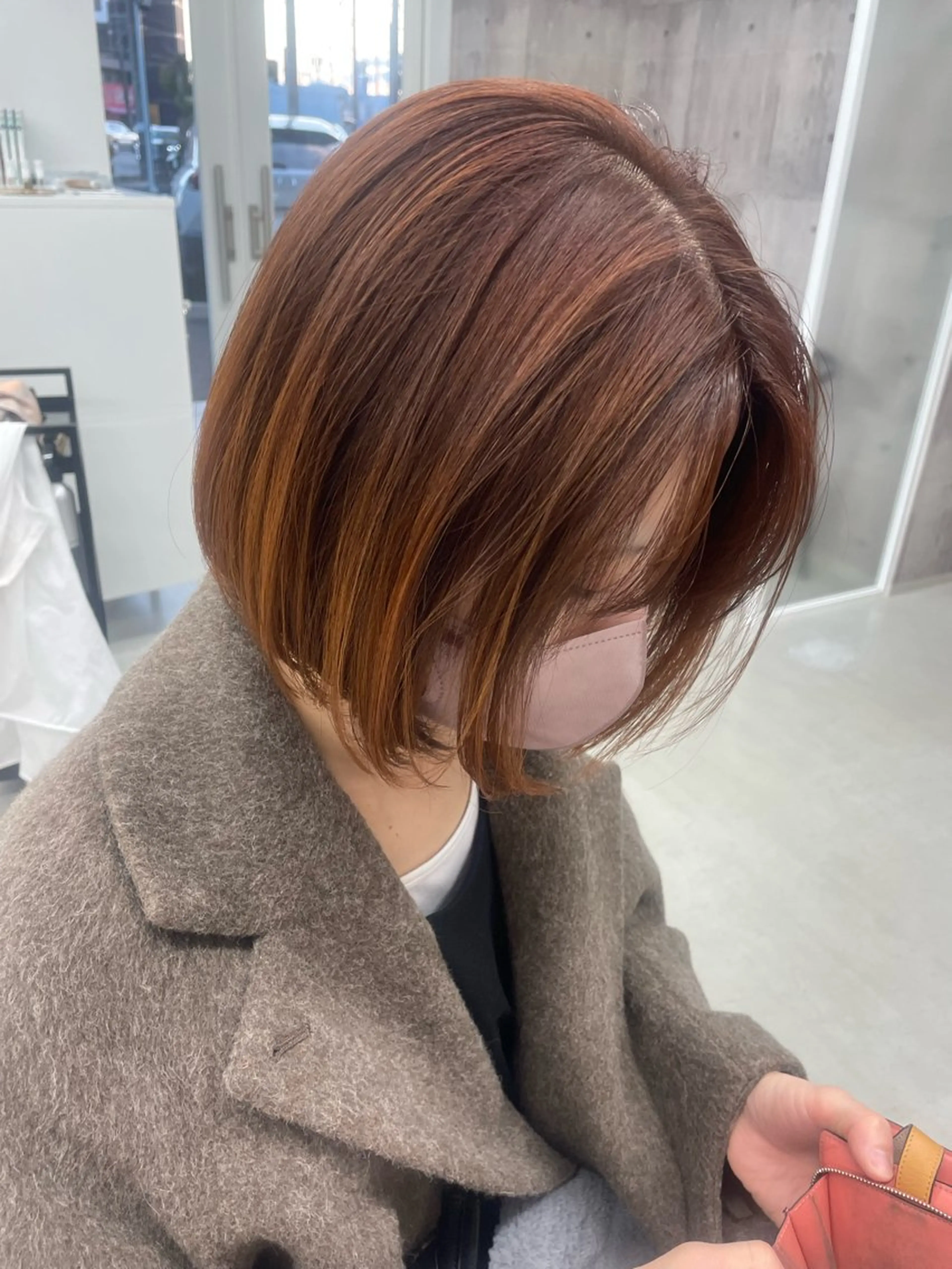 ショート カラー ブラウンカラー オレンジ オレンジブラウン レッドカラー カット ヘアカラー 錦 茉李 @lm.mari03のヘアスタイル