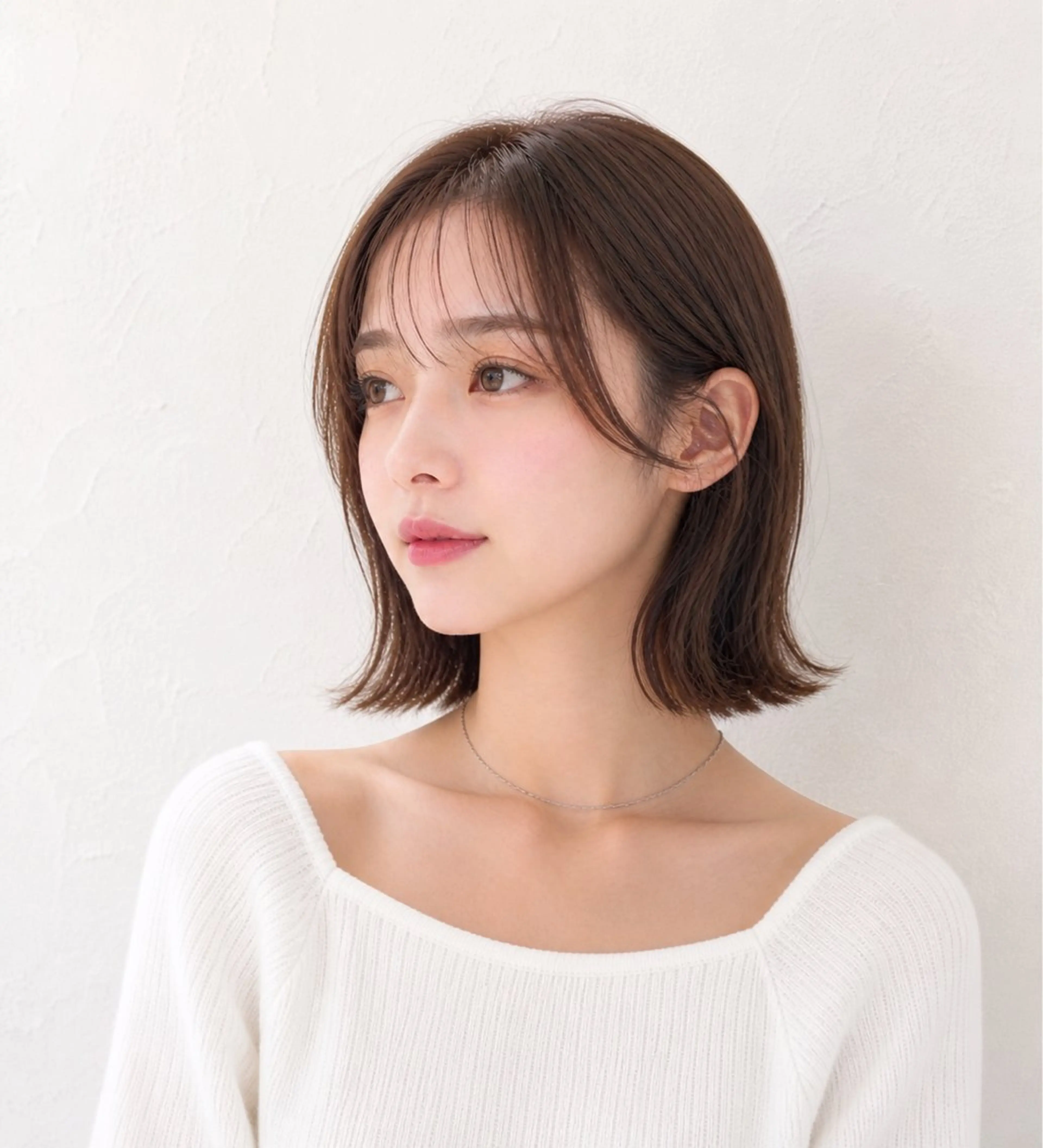 ミディアム ボブ 外ハネヘア カット ヘアカラー 佐藤 舞のヘアスタイル