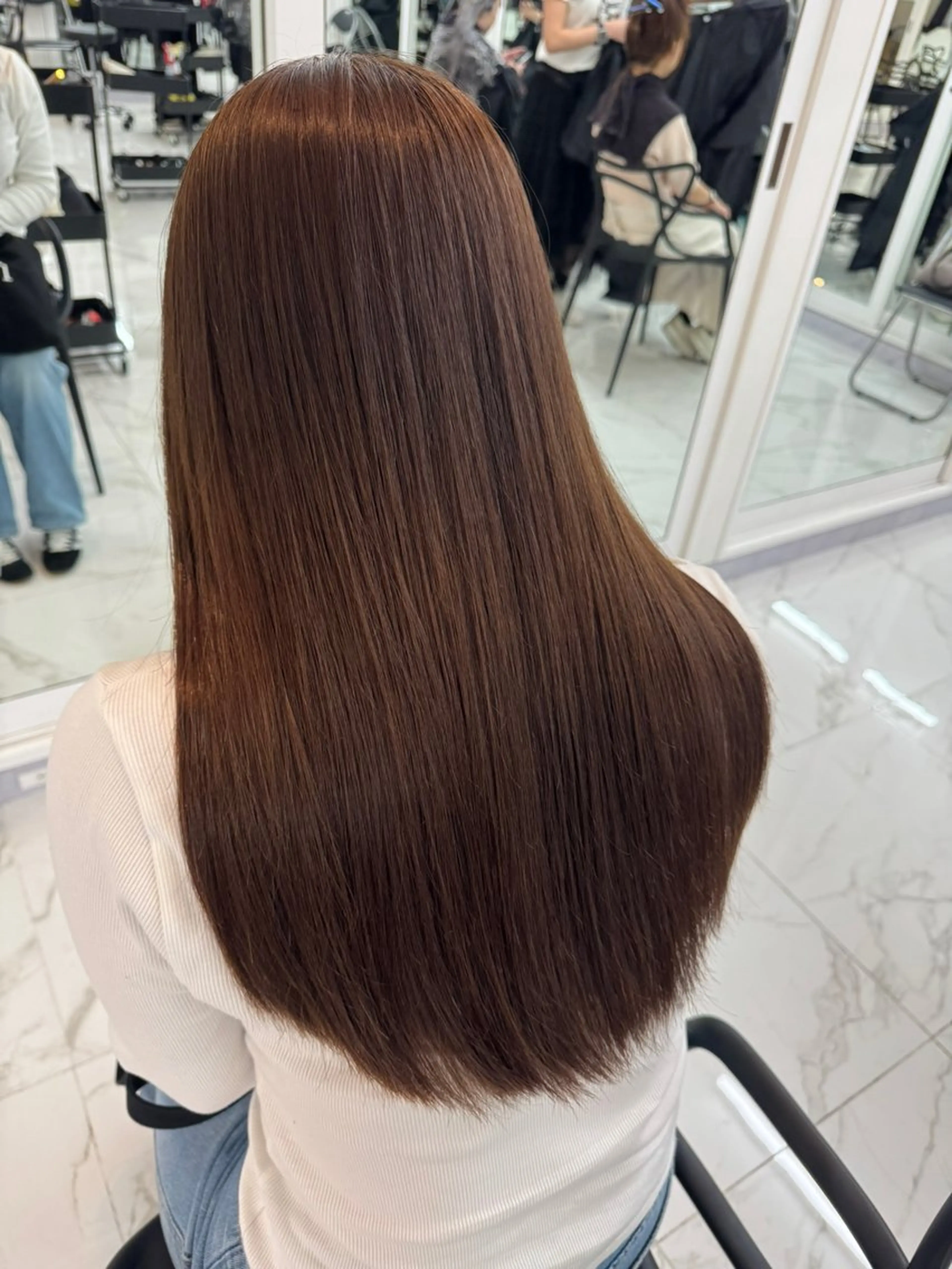 ロング 髪質改善 韓国風ヘア トリートメント カット 縮毛矯正 hina/艶カラー/ 縮毛矯正/梅田のヘアスタイル