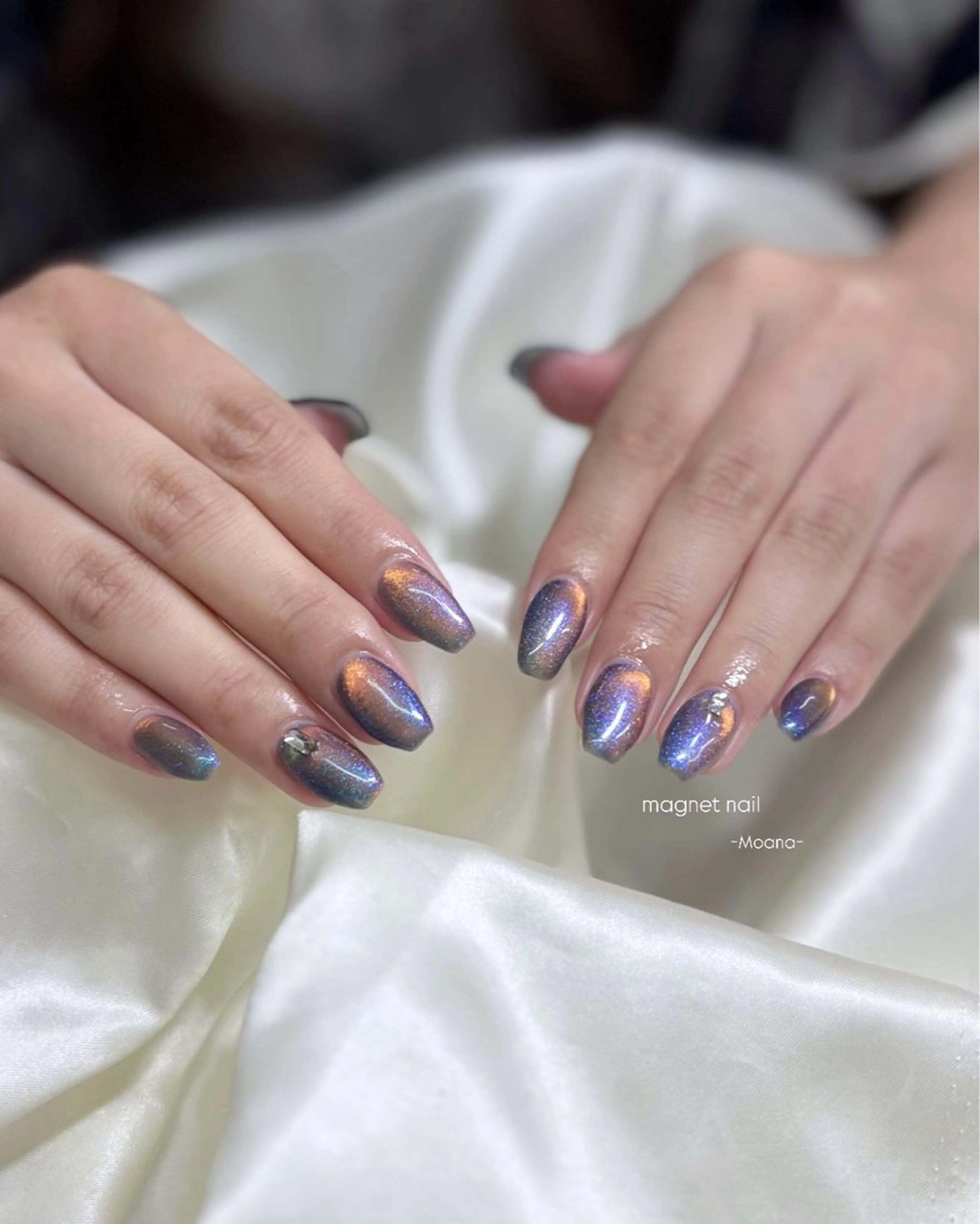 ネイル マグネットネイル スクエアネイル Moana nail Hiyoriのネイルデザイン