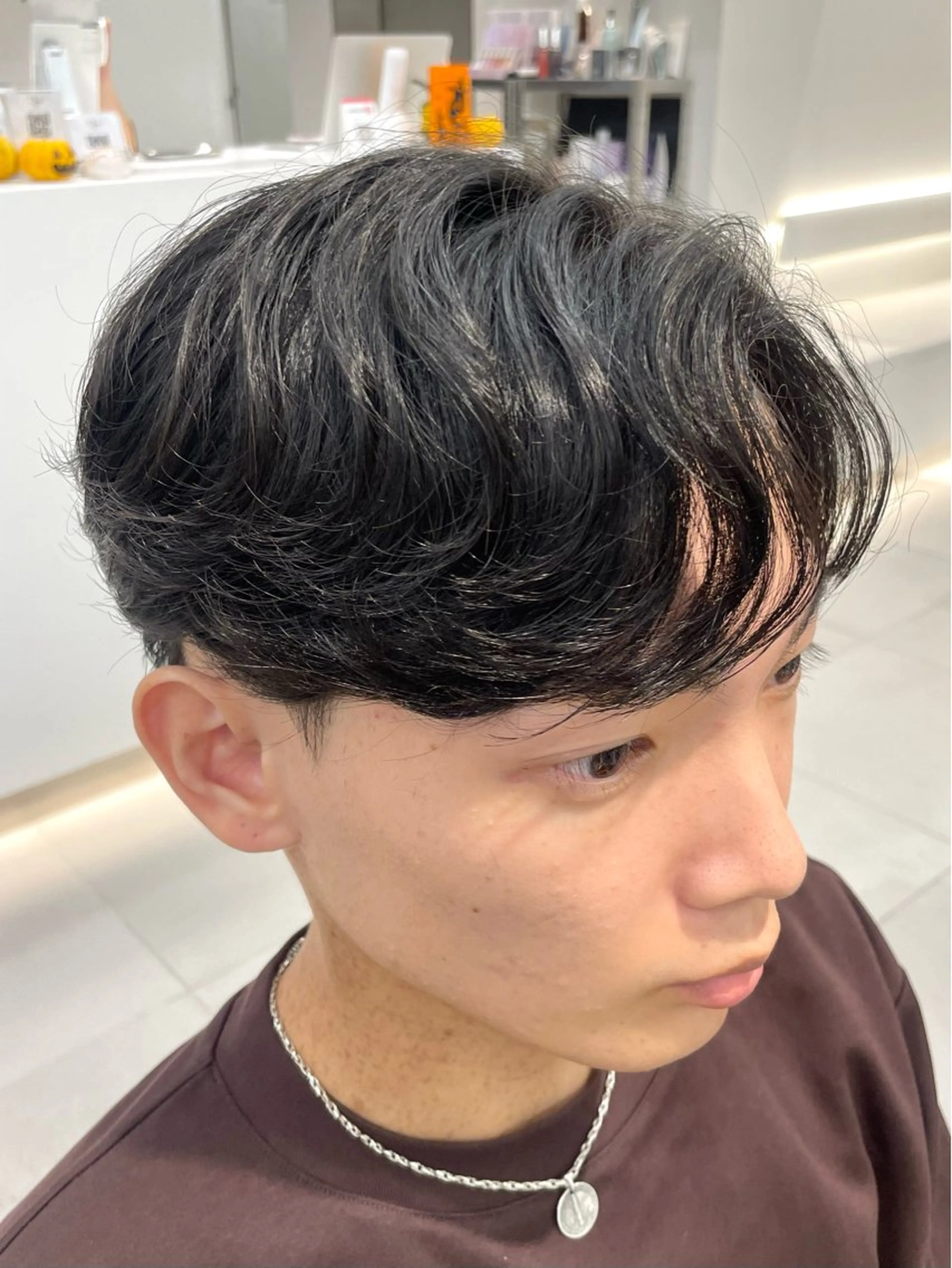 ショート パーマ メンズ メンズパーマ ニュアンスパーマ カット パーマ センターパート/ マッシュ 小野 樹のヘアスタイル