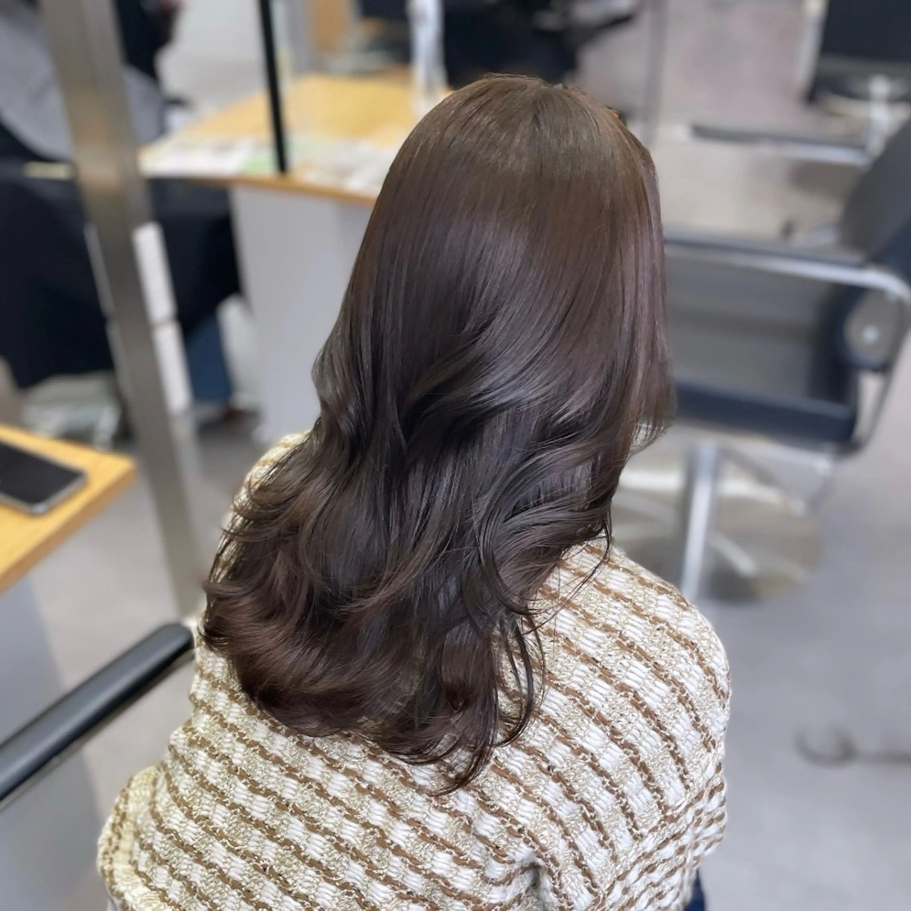 セミロング カラー ブリーチ 透明感カラー ダブルカラー グレージュ モカグレージュ ヘアカラー Rui/透明感カラー 暖色/レイヤーカットのヘアスタイル