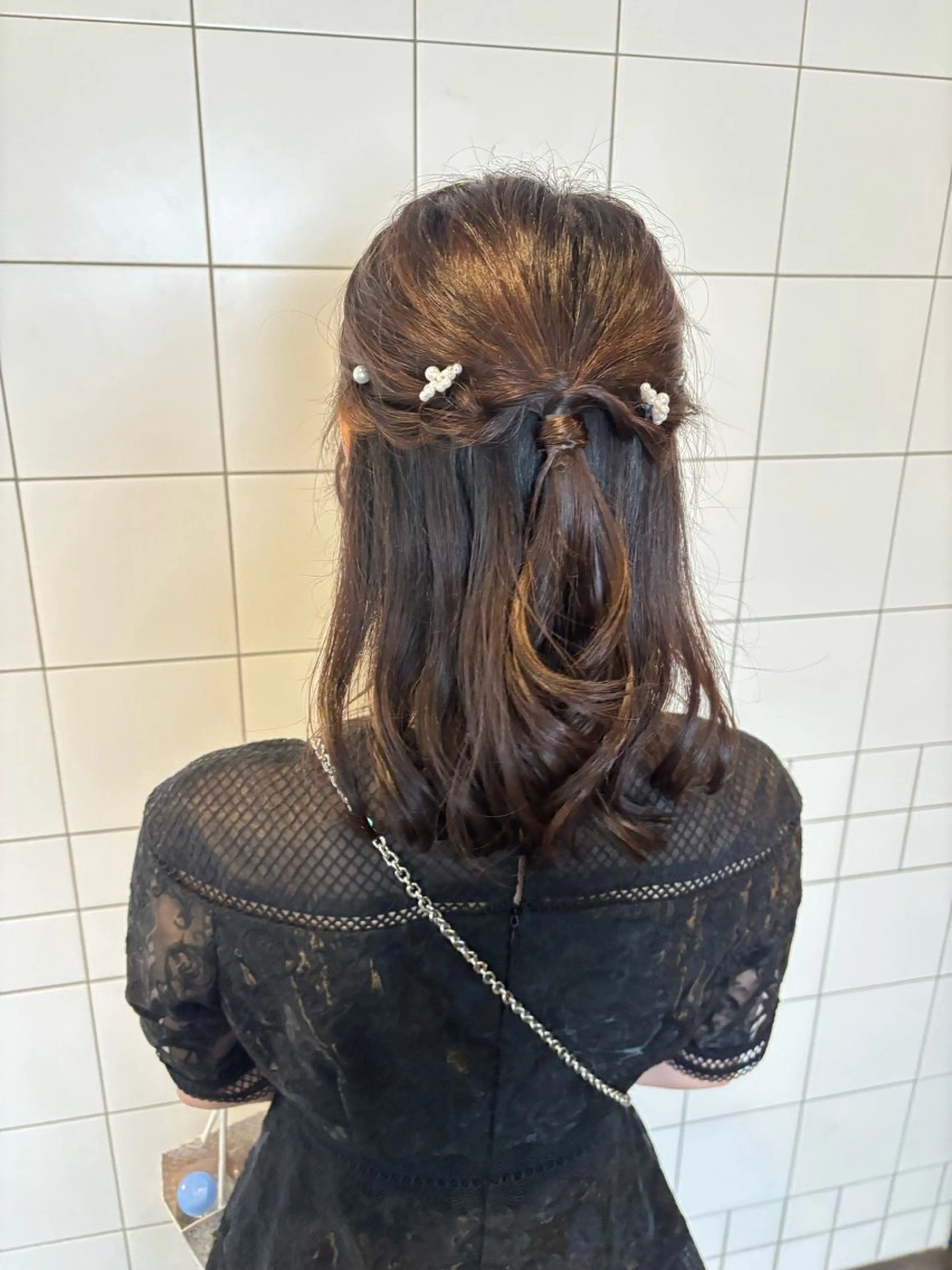 ヘアアレンジ ハーフアップ 結婚式・ブライダル ヘアセット Ayano‪‪🎀似 合わせ×透明感🎀のヘアスタイル