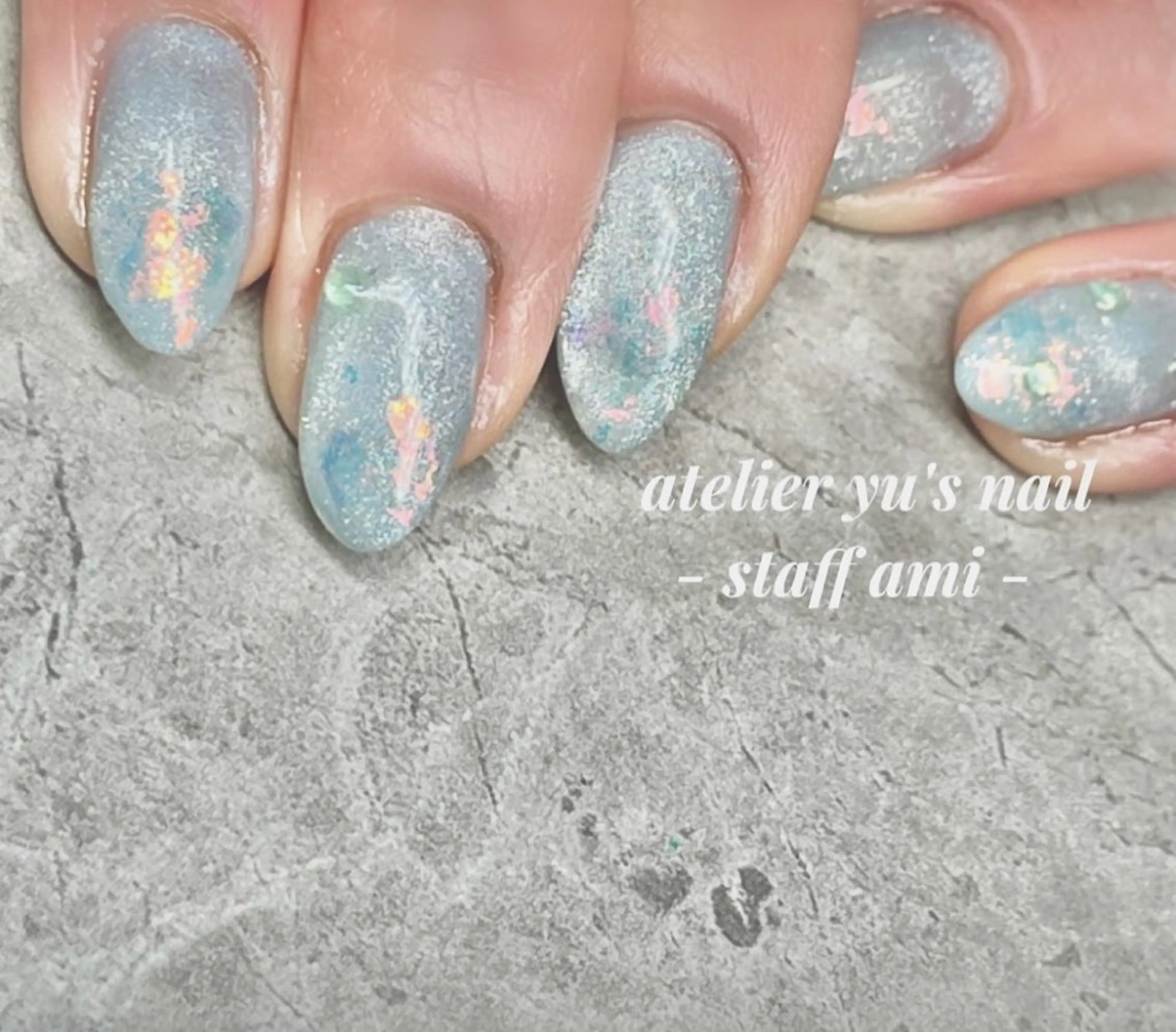 ネイル ブルー ホログラムネイル マグネットネイル atelier yu's nailのネイルデザイン