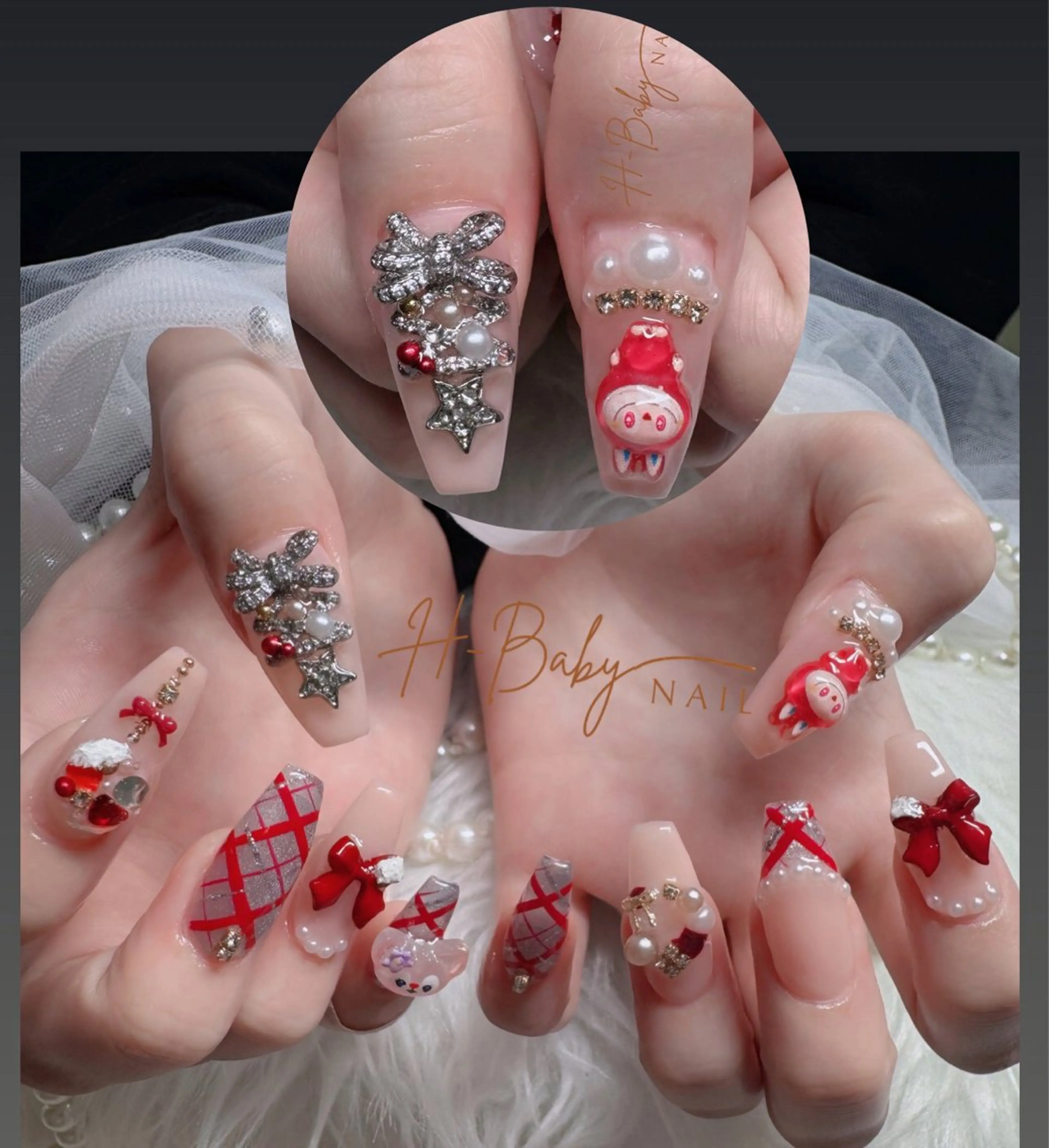 ネイル フレンチネイル ジェルネイル ハロウィン 韓国ネイル マグネットネイル ハンドネイル Hbaby nailのネイルデザイン