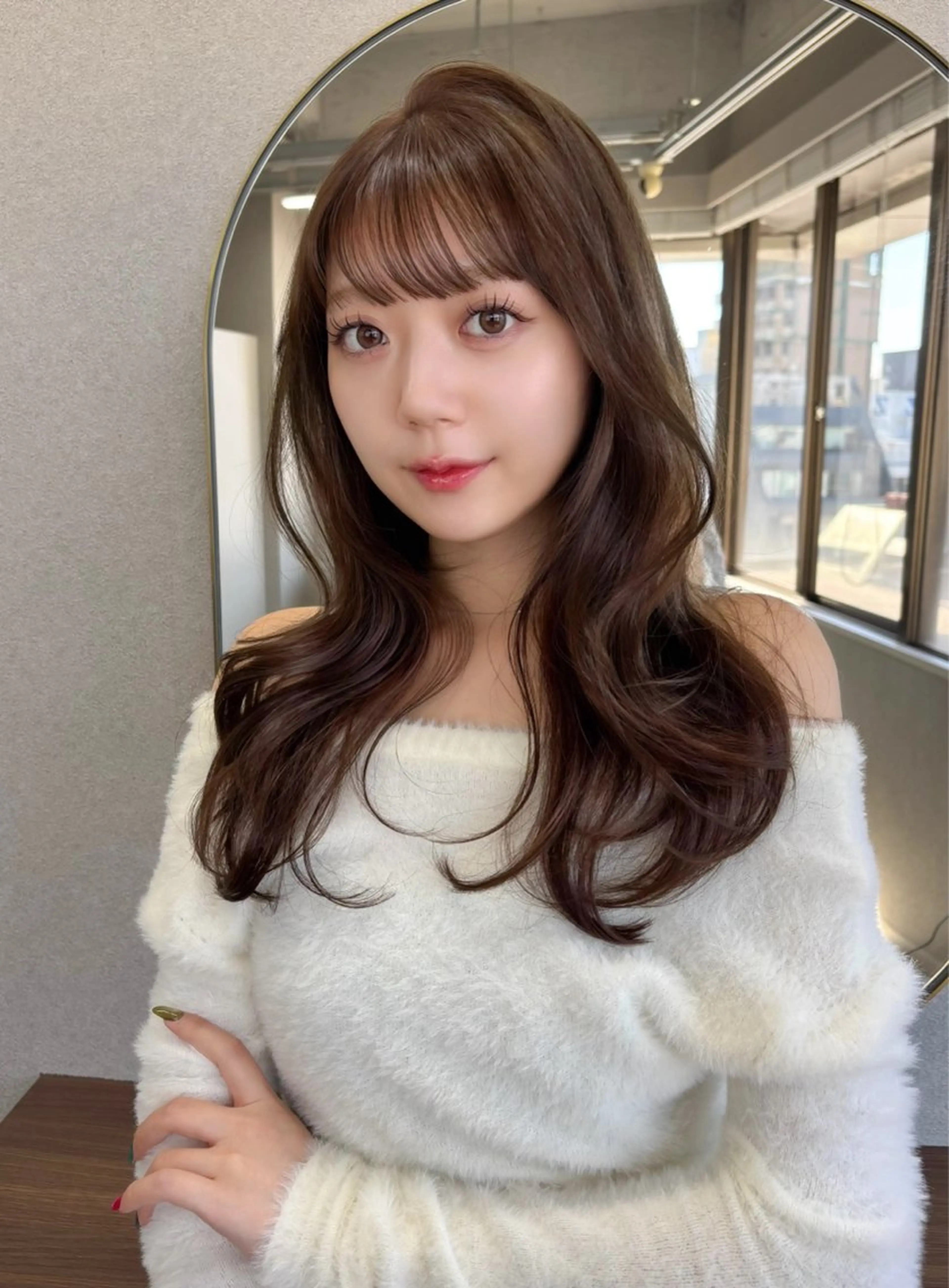 ロング カラー ベージュカラー ブリーチ ブラウンカラー ブラウンベージュ ブリーチなしカラー カット ヘアカラー トリートメント 藤野 結衣のヘアスタイル