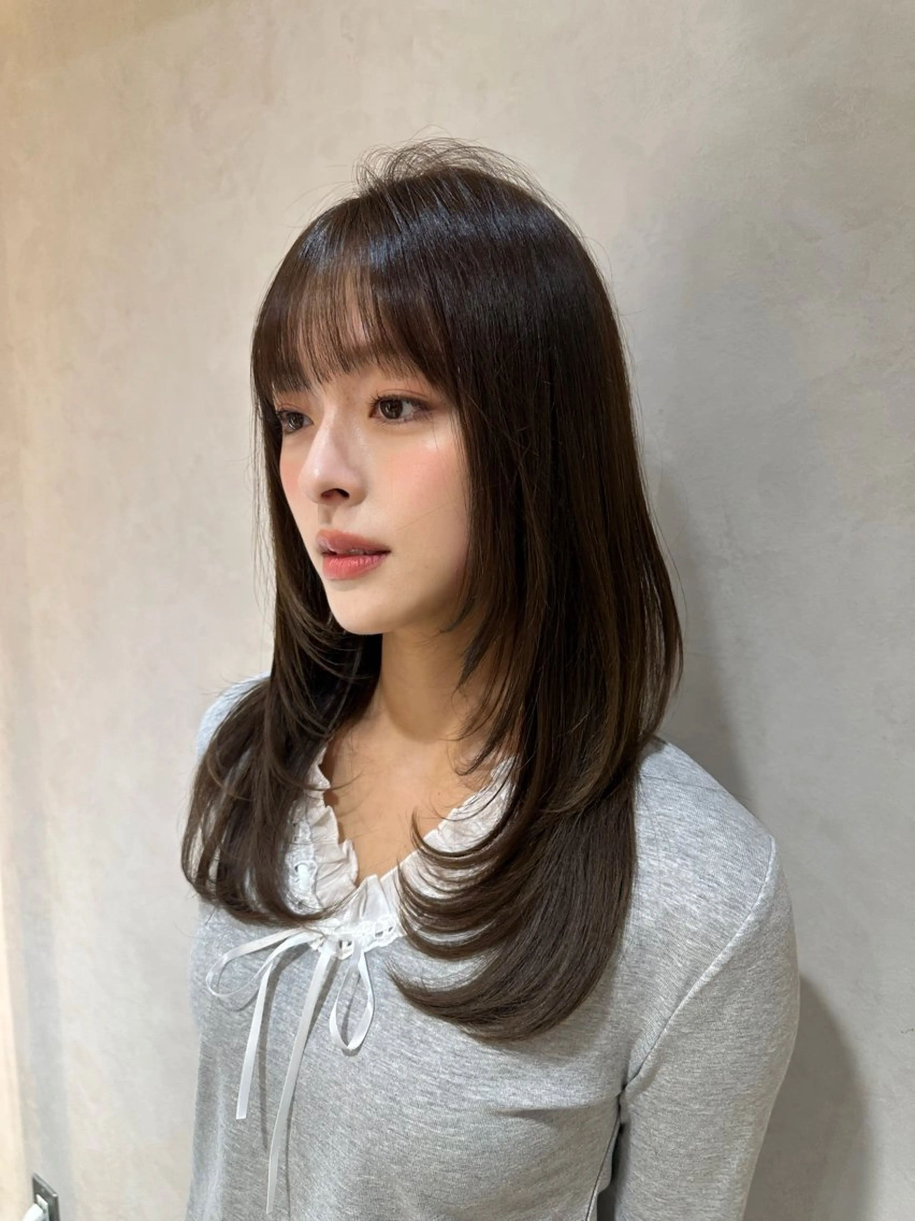 セミロング 顔まわりレイヤー 顔周りカット 韓国風ヘア レイヤーカット 小顔カット カット ヘアカラー トリートメント ヘアセット 銀座副店長/レイヤー /髪質改善/田島のヘアスタイル