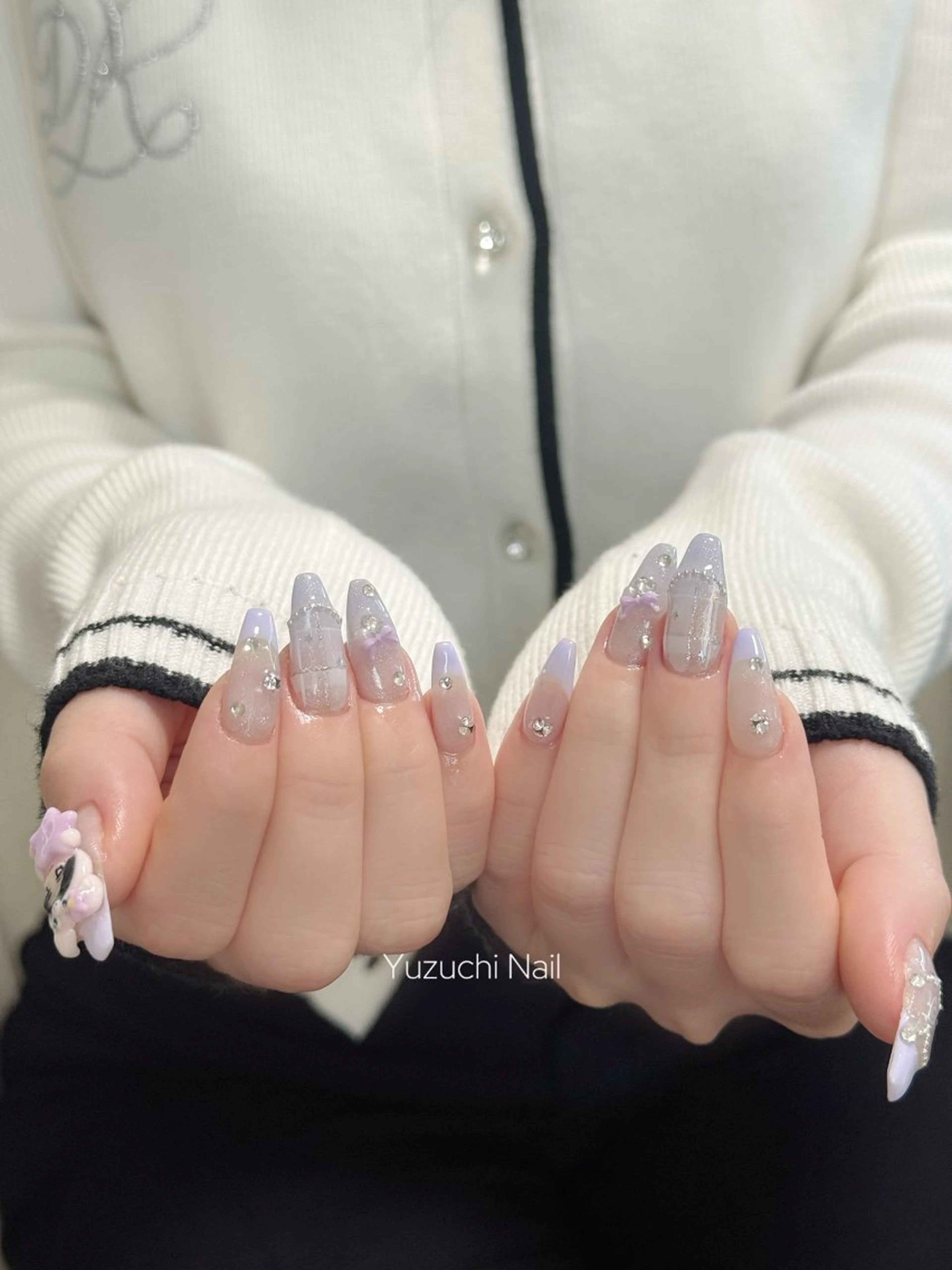 ネイル 長さ出し キラキラネイル ハンドネイル Yuzuchi Nailのネイルデザイン