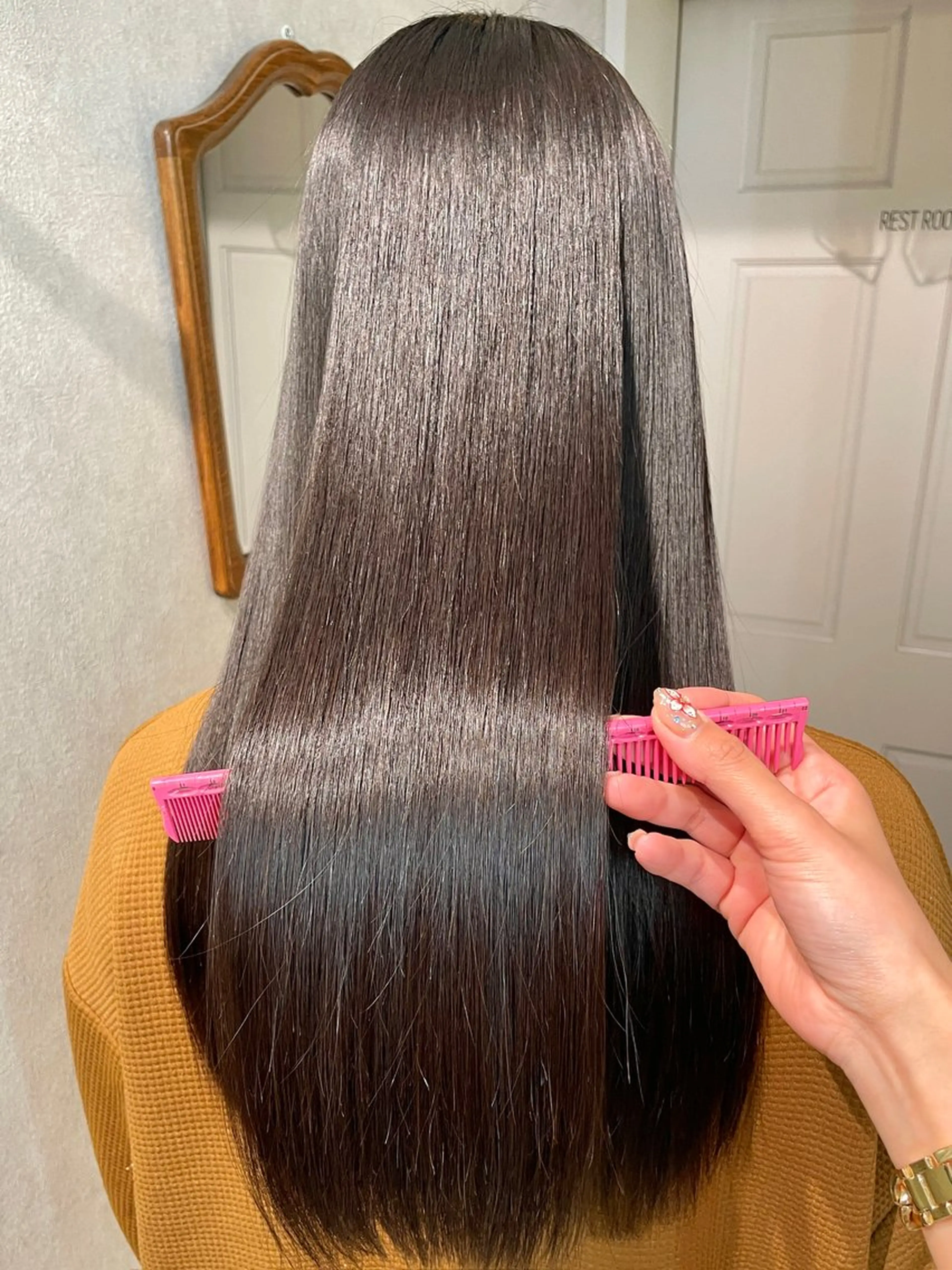 ロング 髪質改善 縮毛矯正 酸性ストレート スミレ /アレンジ /コーンロウ/メンズのヘアスタイル