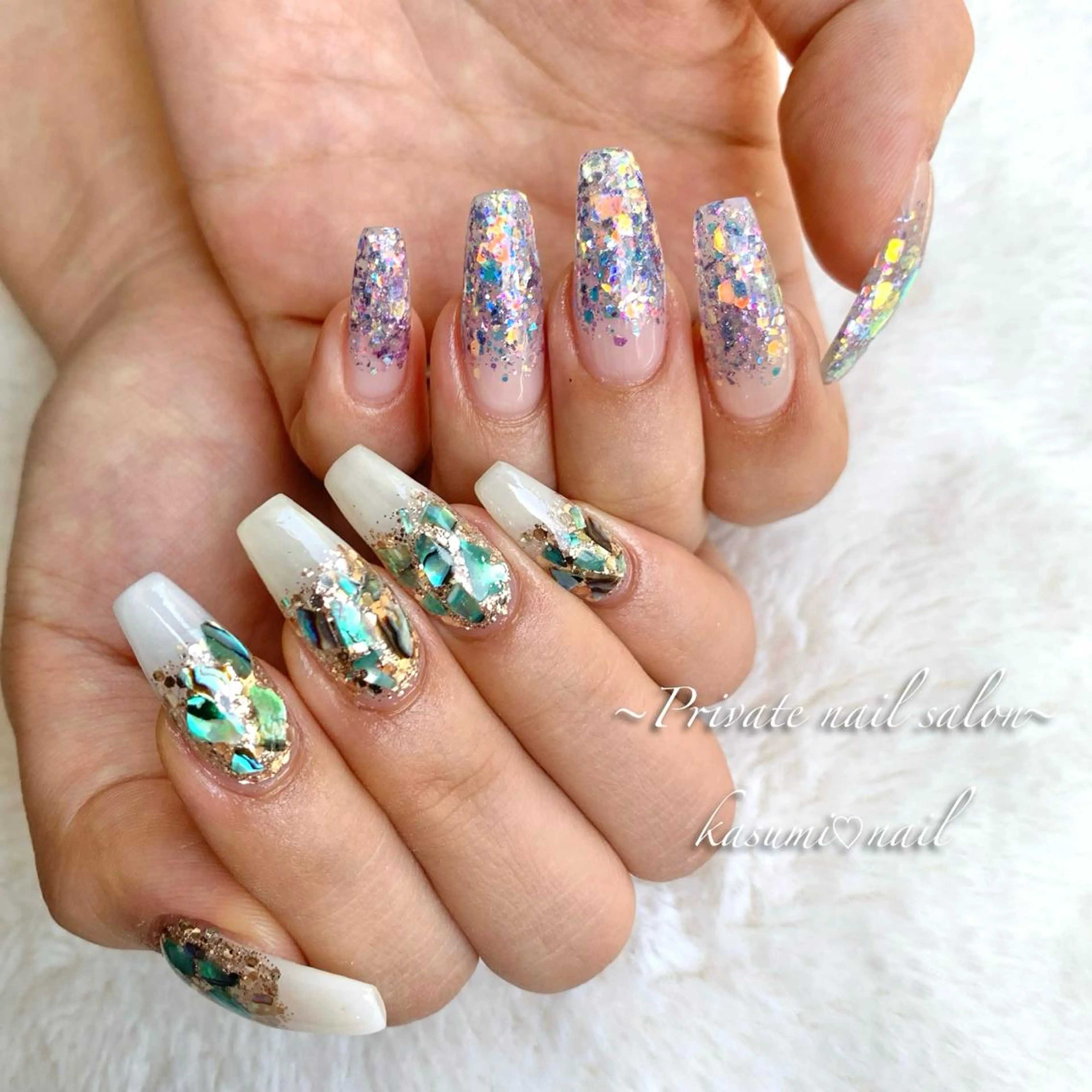 ネイル アートネイル ラメ(グリッター) マグネットネイル ミラーネイル 持ち込み KASUMI♡ Nailのネイルデザイン