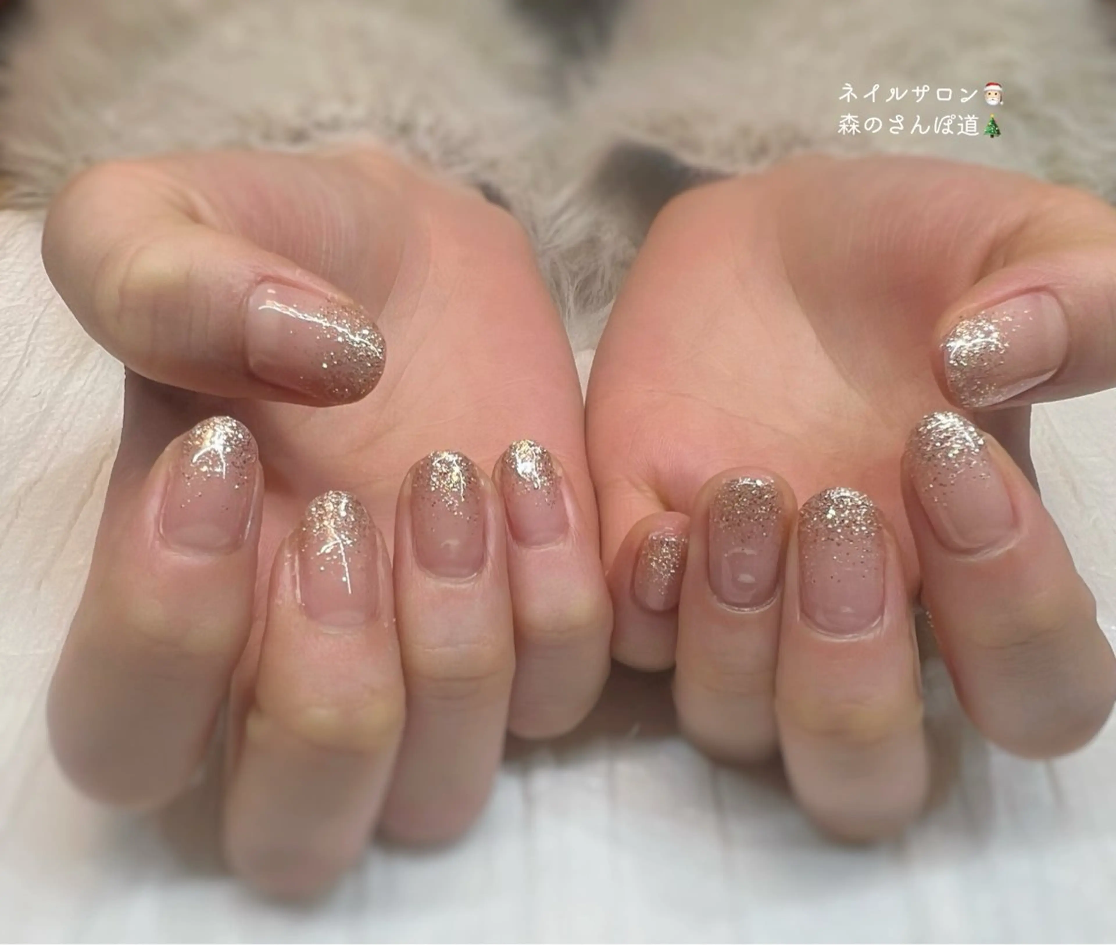 ネイル ハンドネイル ショートネイル 森のさんぽ道のネイルデザイン