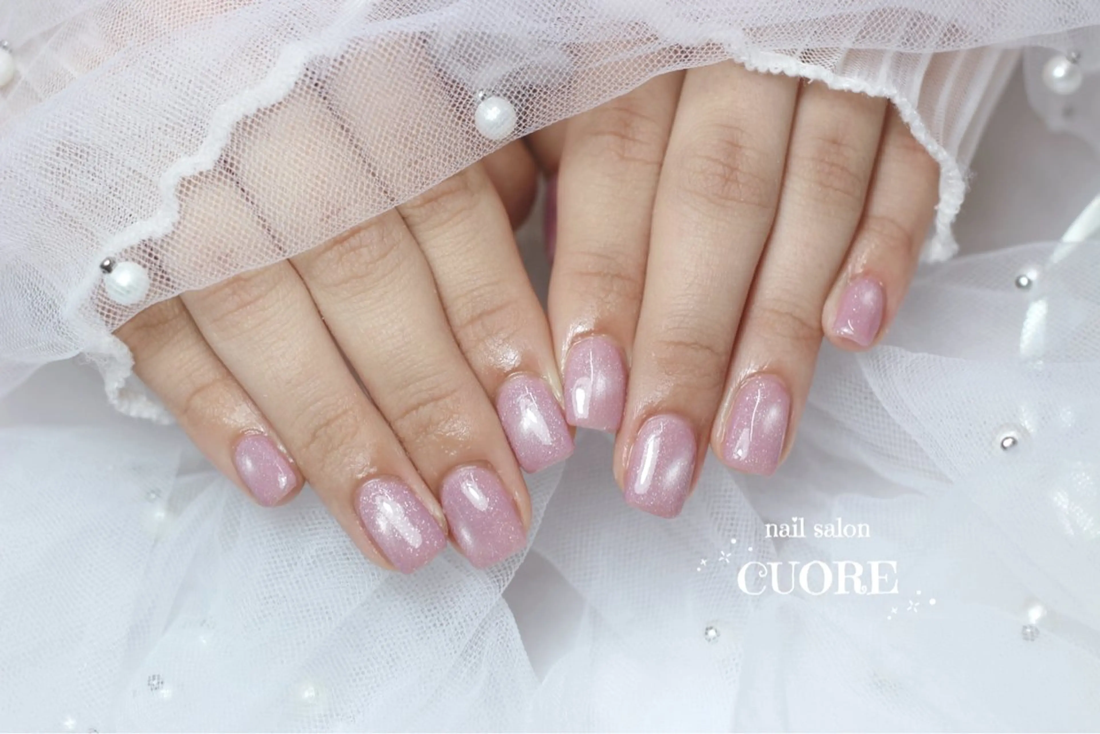 ネイル マグネットネイル ワンカラーネイル ピンク 春ネイル ハンドネイル nail salon CUOREのネイルデザイン