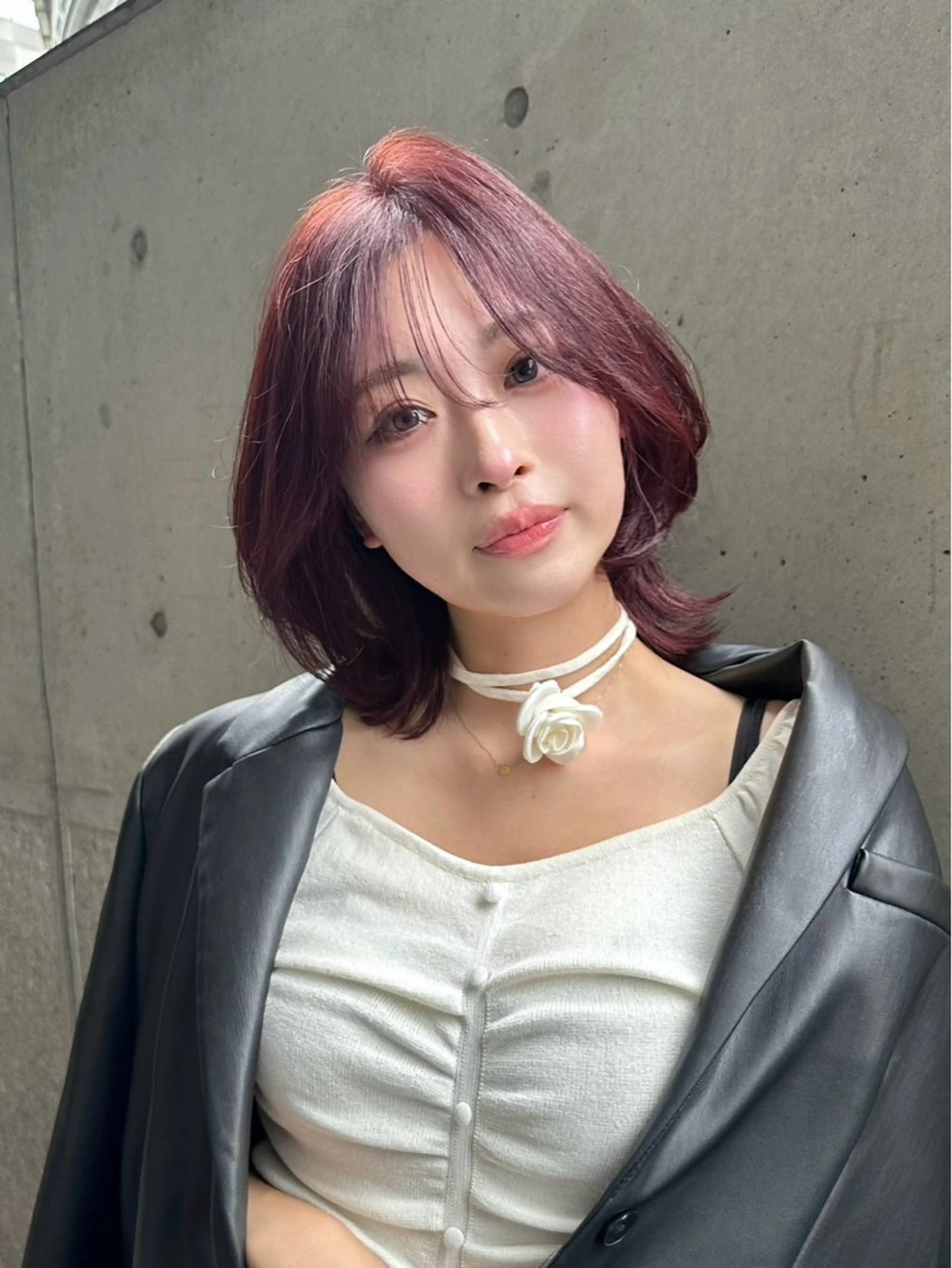 ミディアム ボブレイヤー ボブ 韓国風ヘア レイヤーカット 艶カラー/ブリーチ なし/ASUMI🎀のヘアスタイル