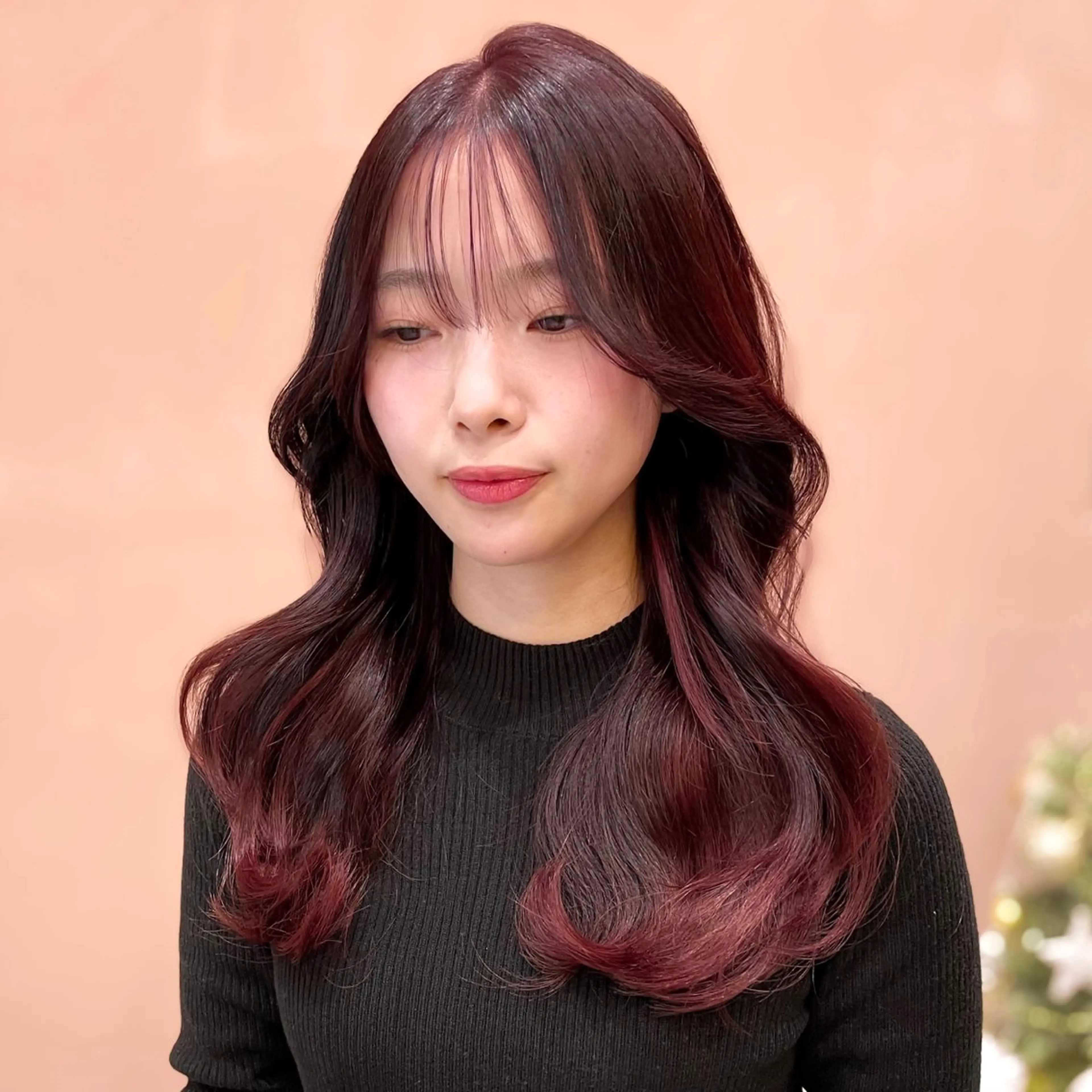 ロング カラー ダブルカラー 髪質改善 ロング 縮毛矯正 トリートメント HINA🎀韓国ヘア エクステ/小顔カットのヘアスタイル