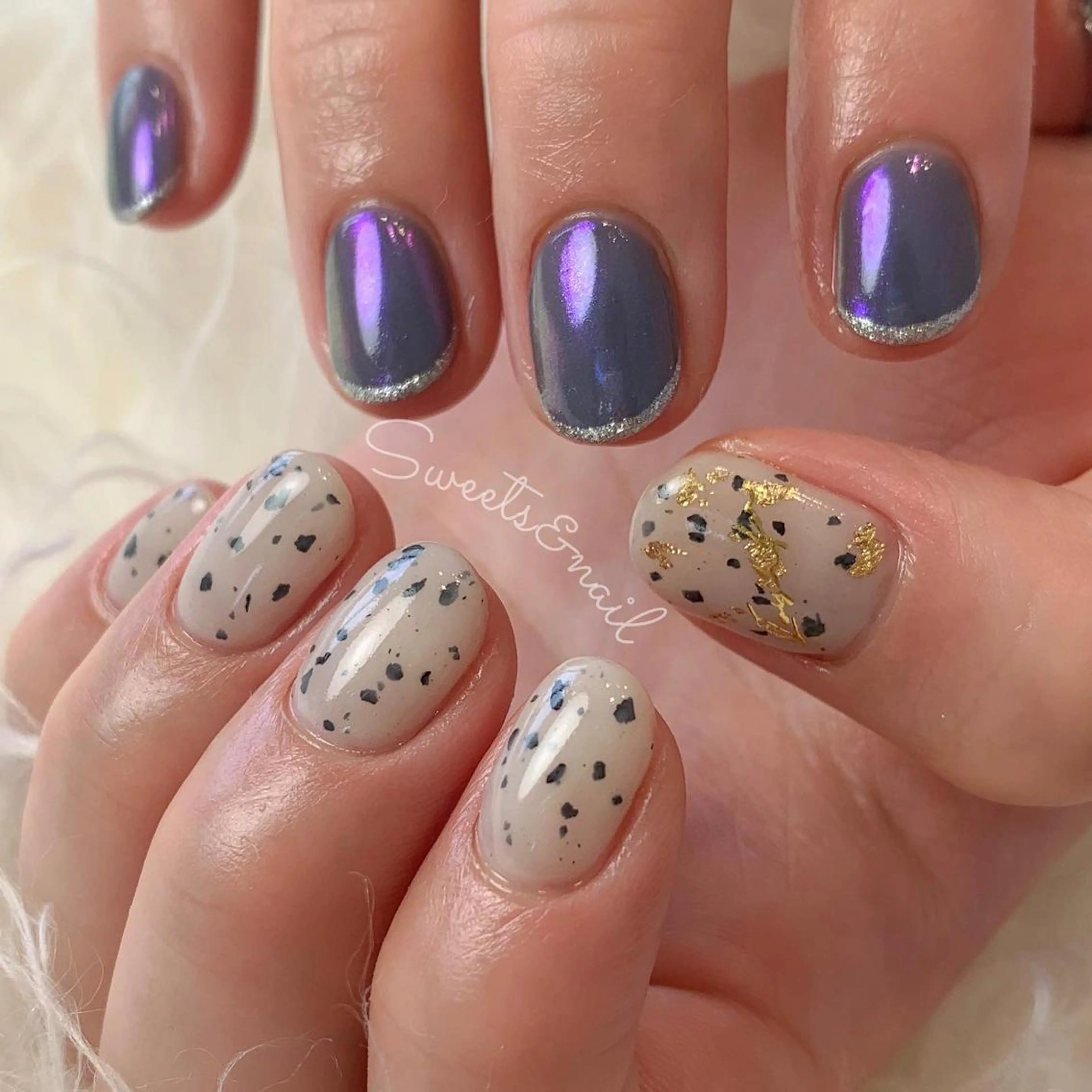 ネイル ラメ(グリッター) ミラーネイル Sweets＆ nail みなこのネイルデザイン