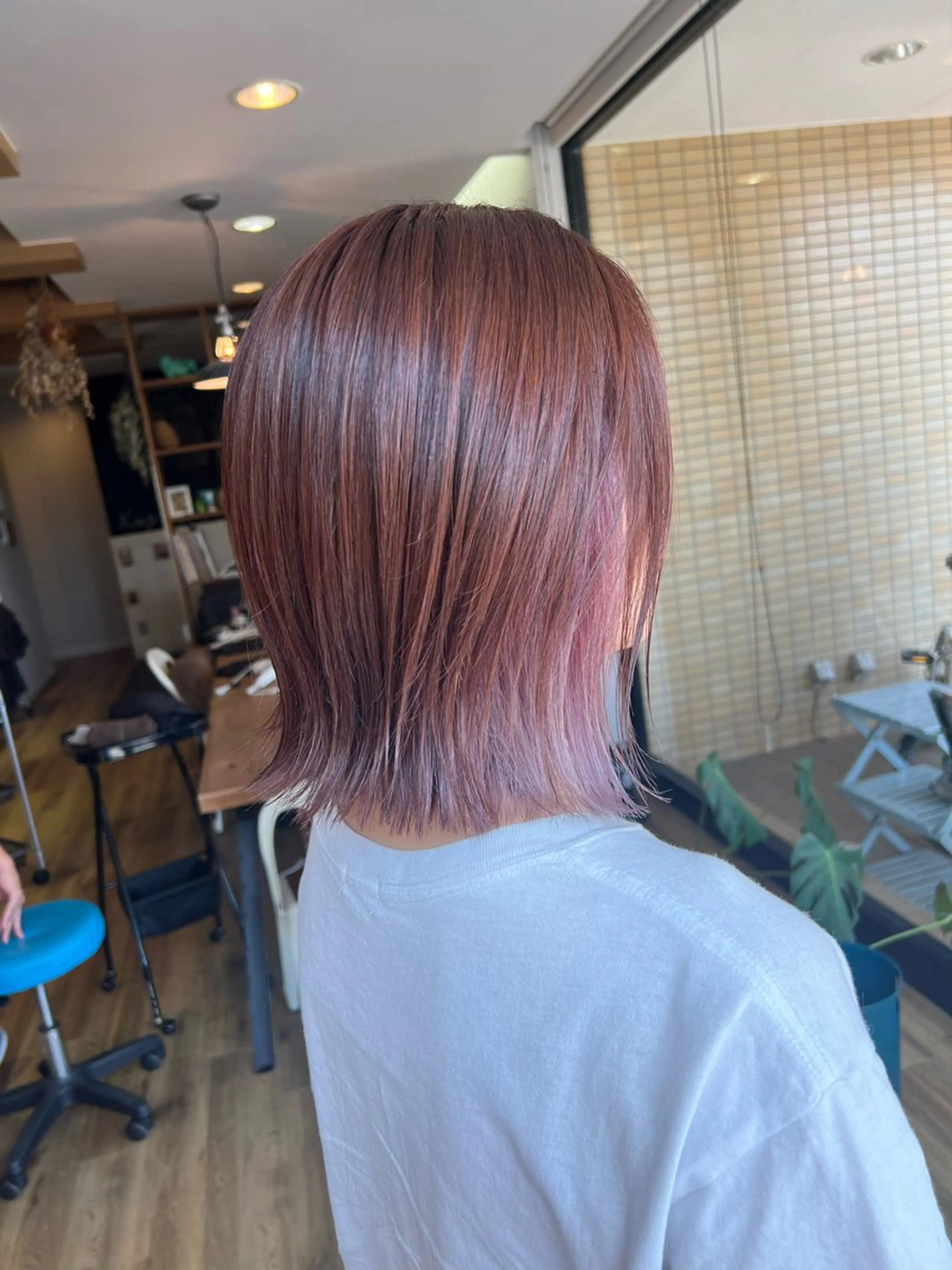 カラー ブラウンカラー ピンクカラー レッドカラー カット ヘアカラー 堀 望美のヘアスタイル