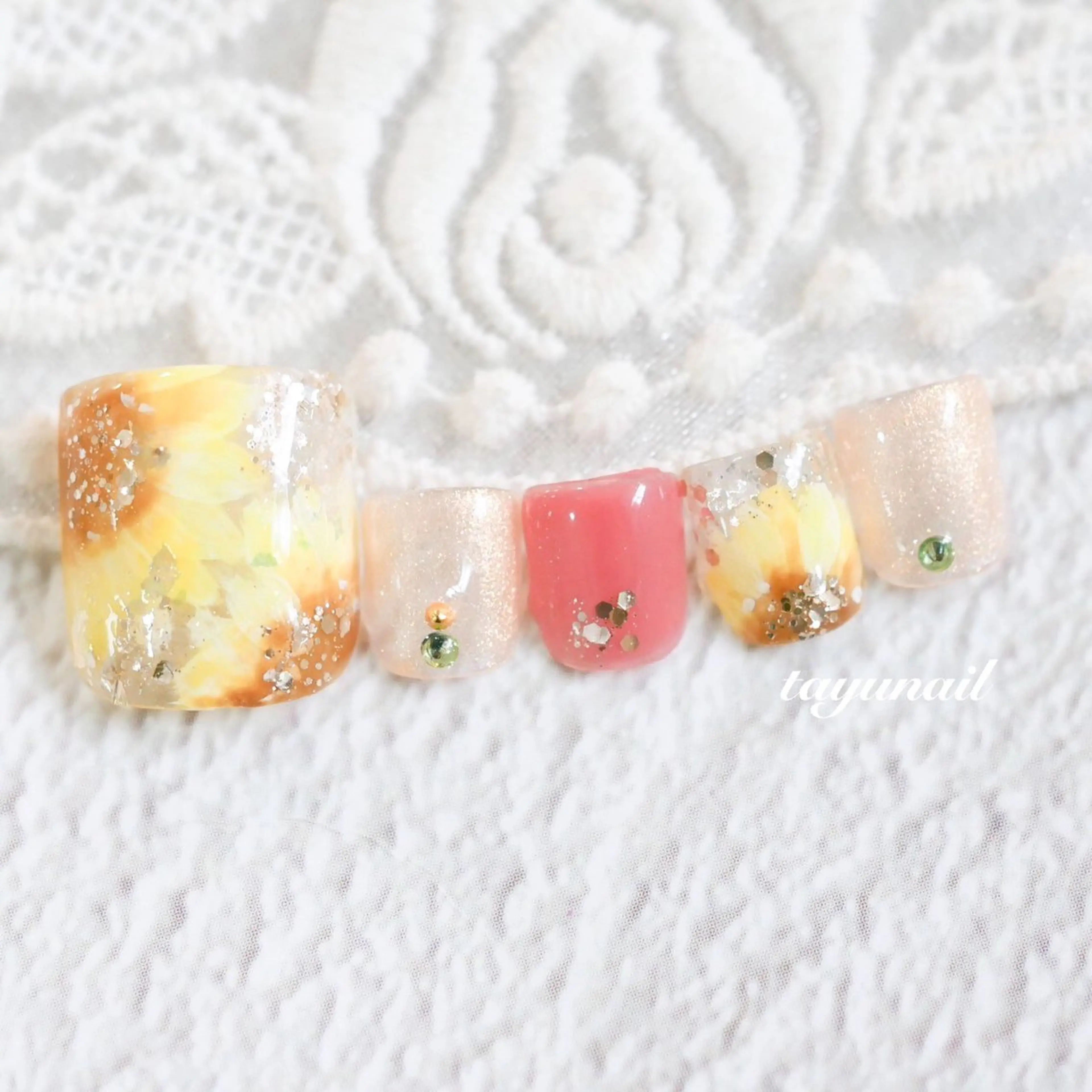 ネイル アートネイル ジェルネイル パラジェル 夏ネイル ネイルサロン 【たゆnail】のネイルデザイン
