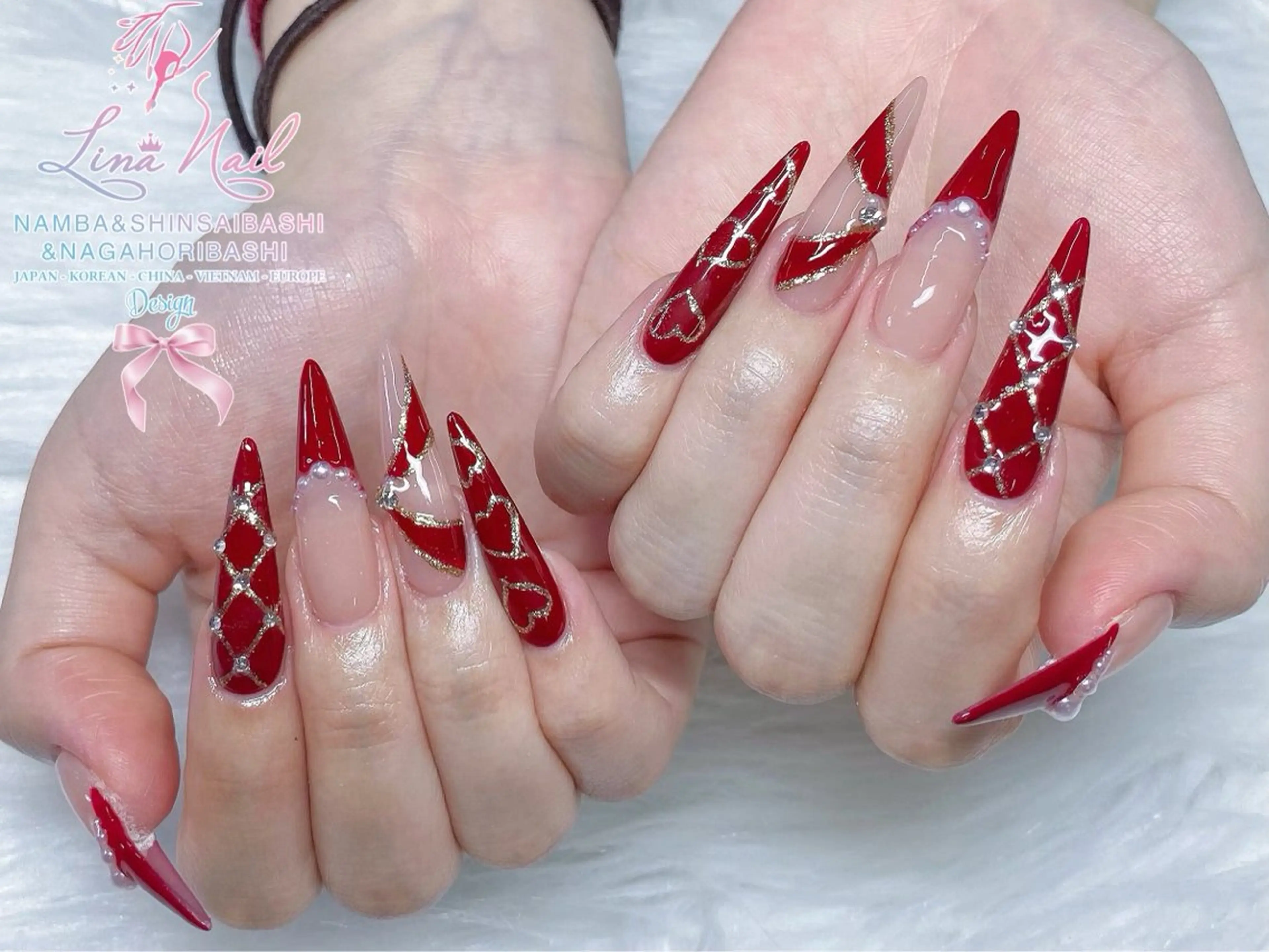 ロング 韓国風ヘア ロング クリスマス ハンドネイル 79Linanailnamba所属・Linanail Nambaのネイルデザイン