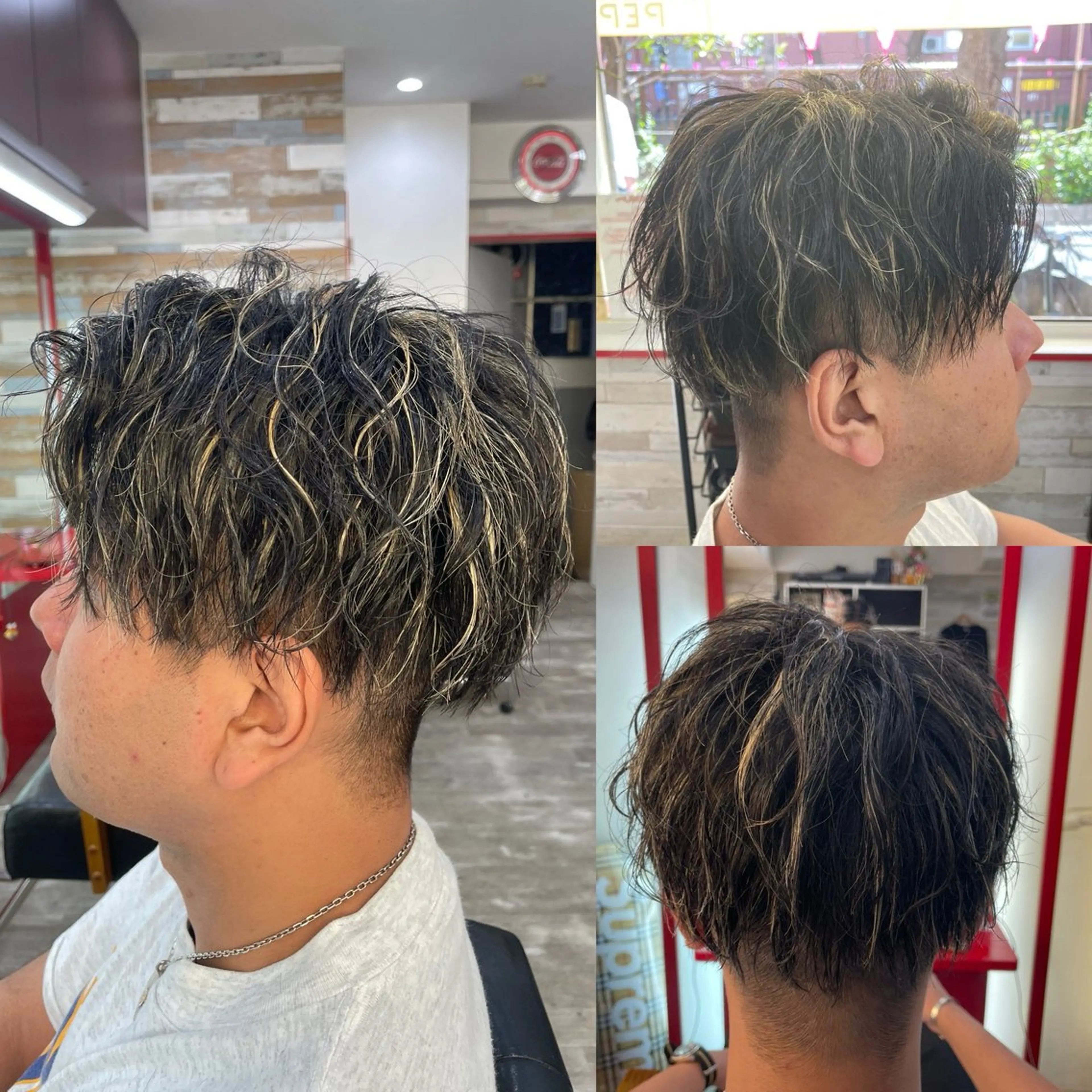 ショート カラー メンズ メンズハイライト ハイライトカラー ハイライト 看板犬がお出迎え◎ 初めてでも安心◎のヘアスタイル