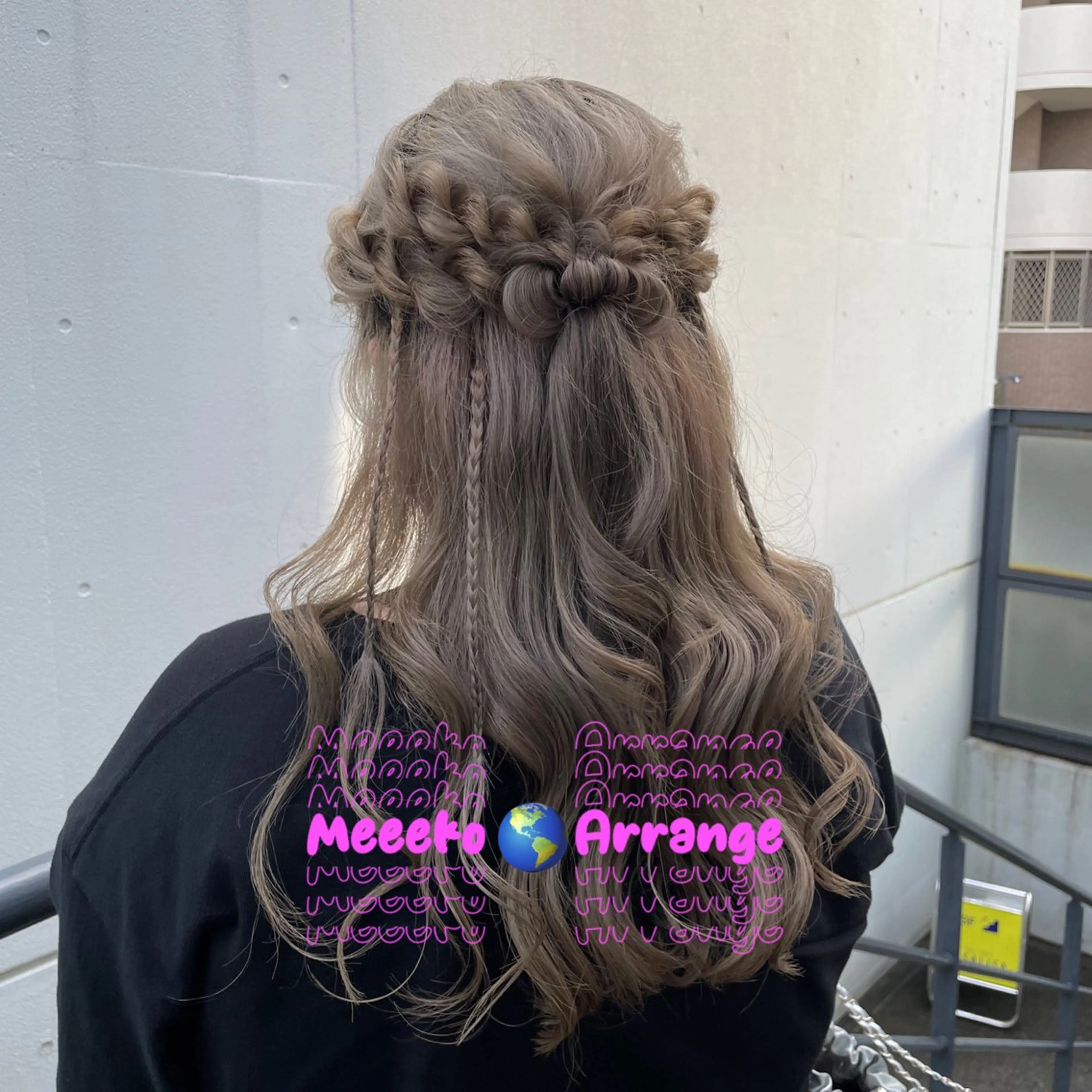 ロング ヘアアレンジ ハーフアップ 結婚式・ブライダル ハイライト ロング ヘアセット 🌼ブリーチ/個性派 ヘアセットMei🌼のヘアスタイル