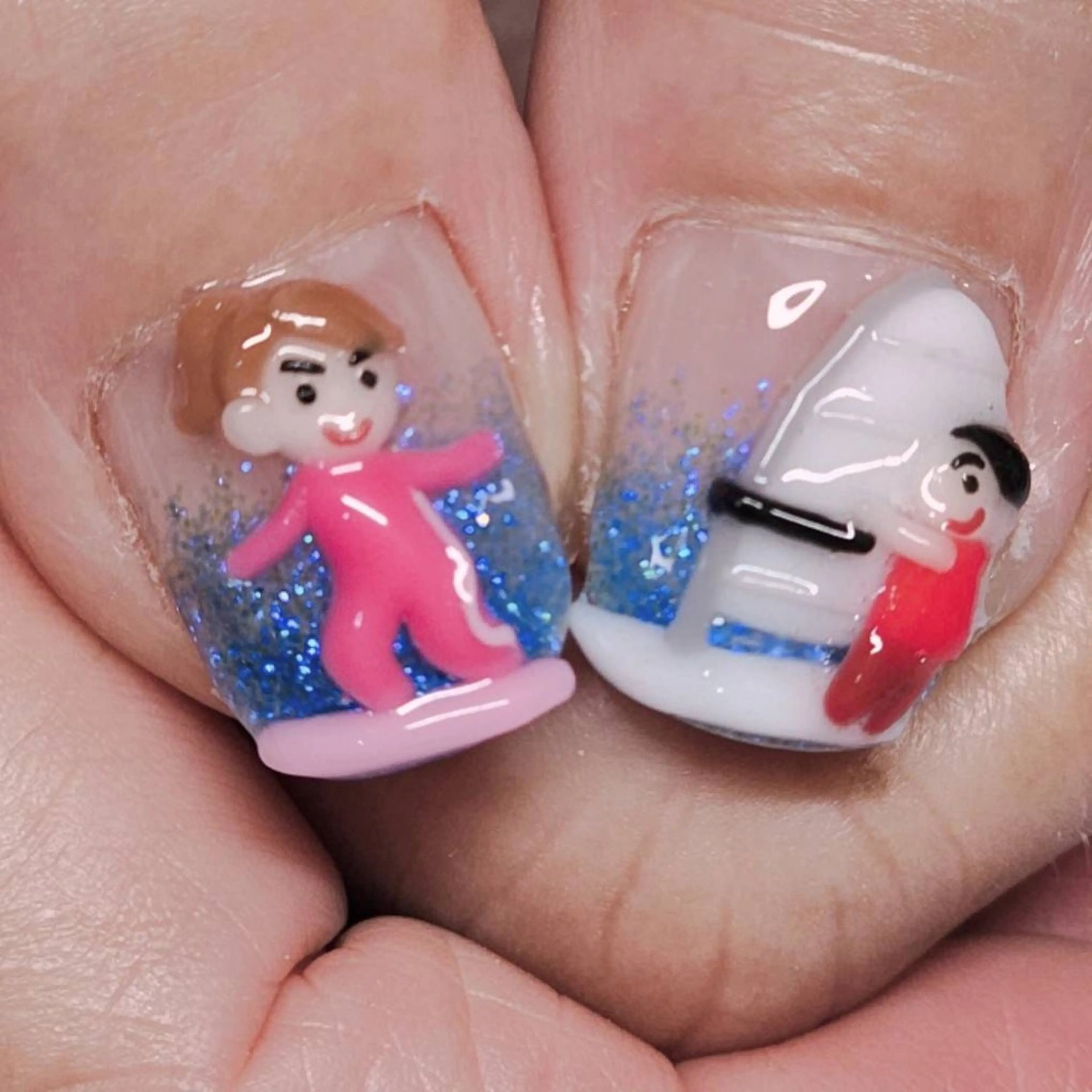 ネイル アートネイル ブルー グラデーション ラメ(グリッター) パステルネイル ハンドネイル よしだ ひろきのネイルデザイン