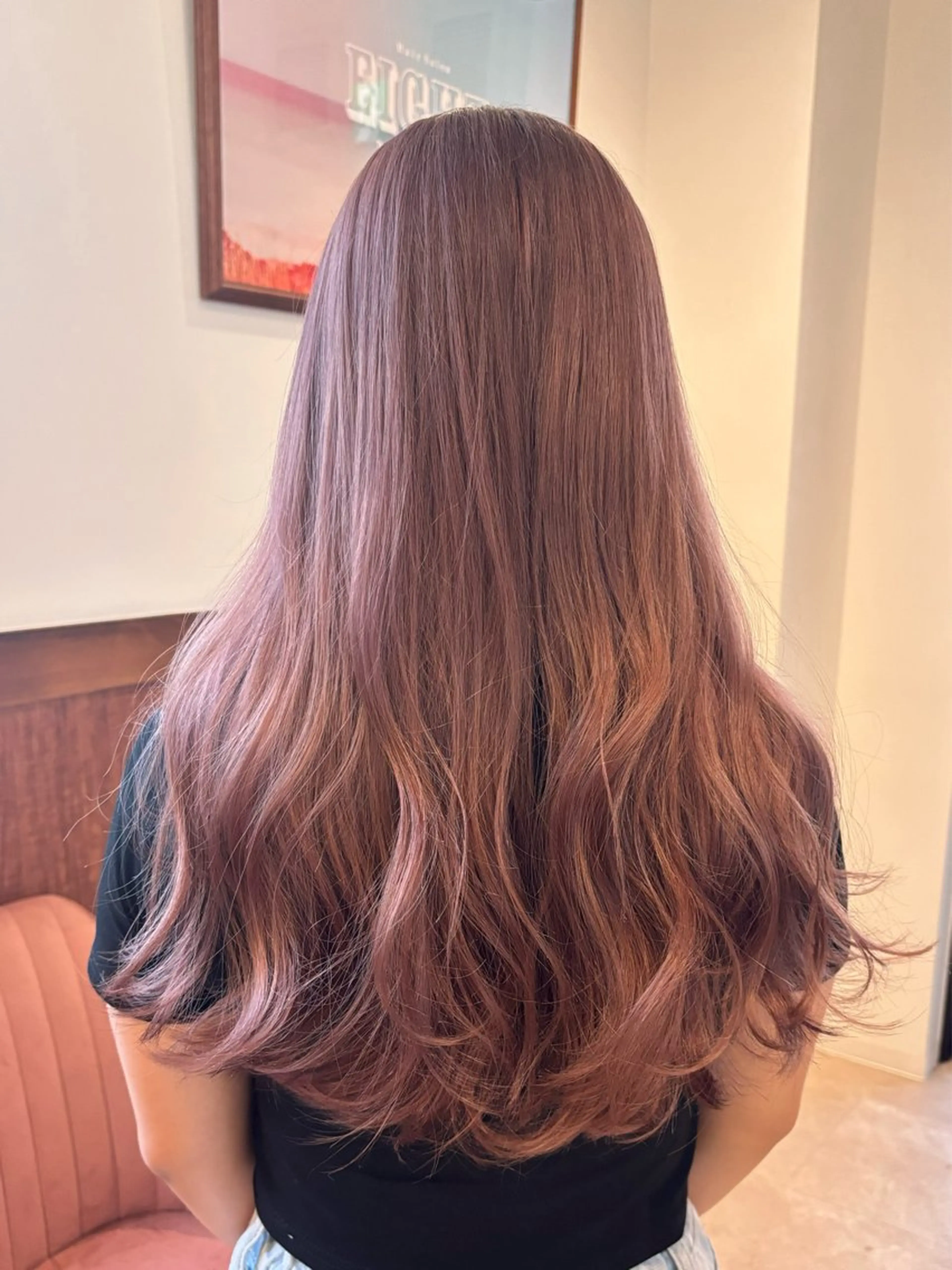 ロング カラー ベージュカラー ピンクカラー ピンクベージュ 新實 ゆりあのヘアスタイル