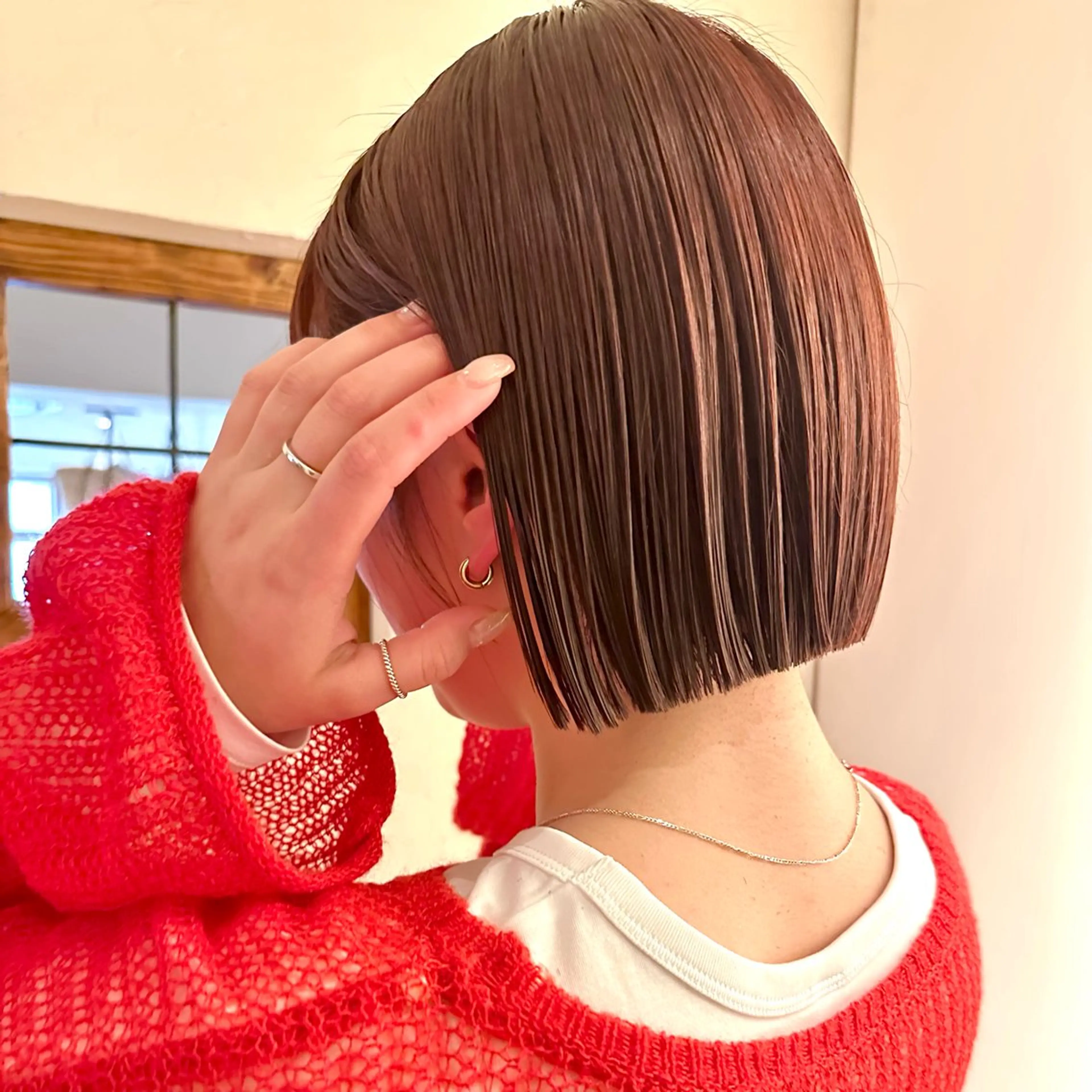 ミディアム カラー 🤎ono/ 切りっぱなしボブ🤎のヘアスタイル