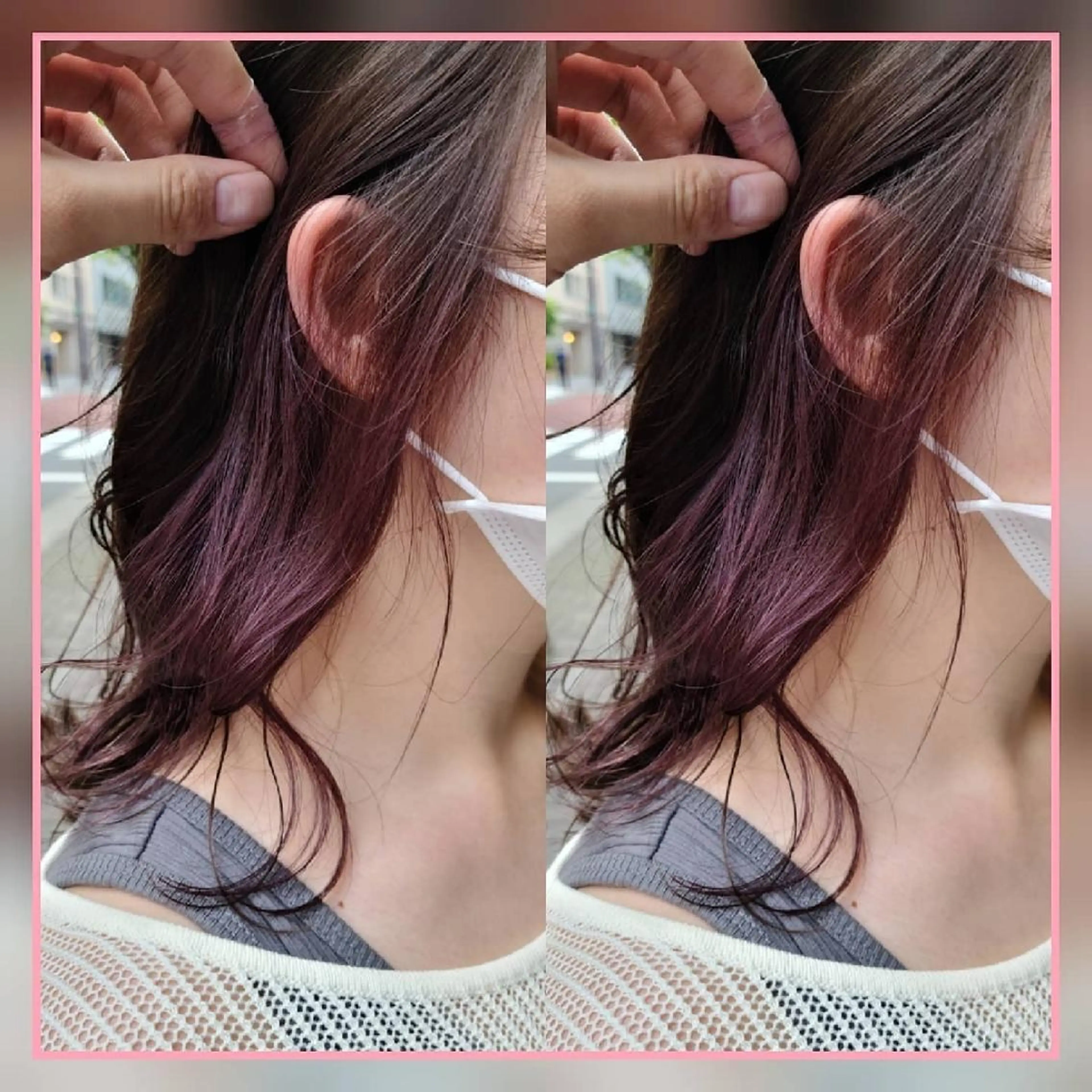 セミロング カラー ブリーチ インナーカラー ラベンダーカラー ラベンダーピンク ピンクカラー 田中 孝征のヘアスタイル