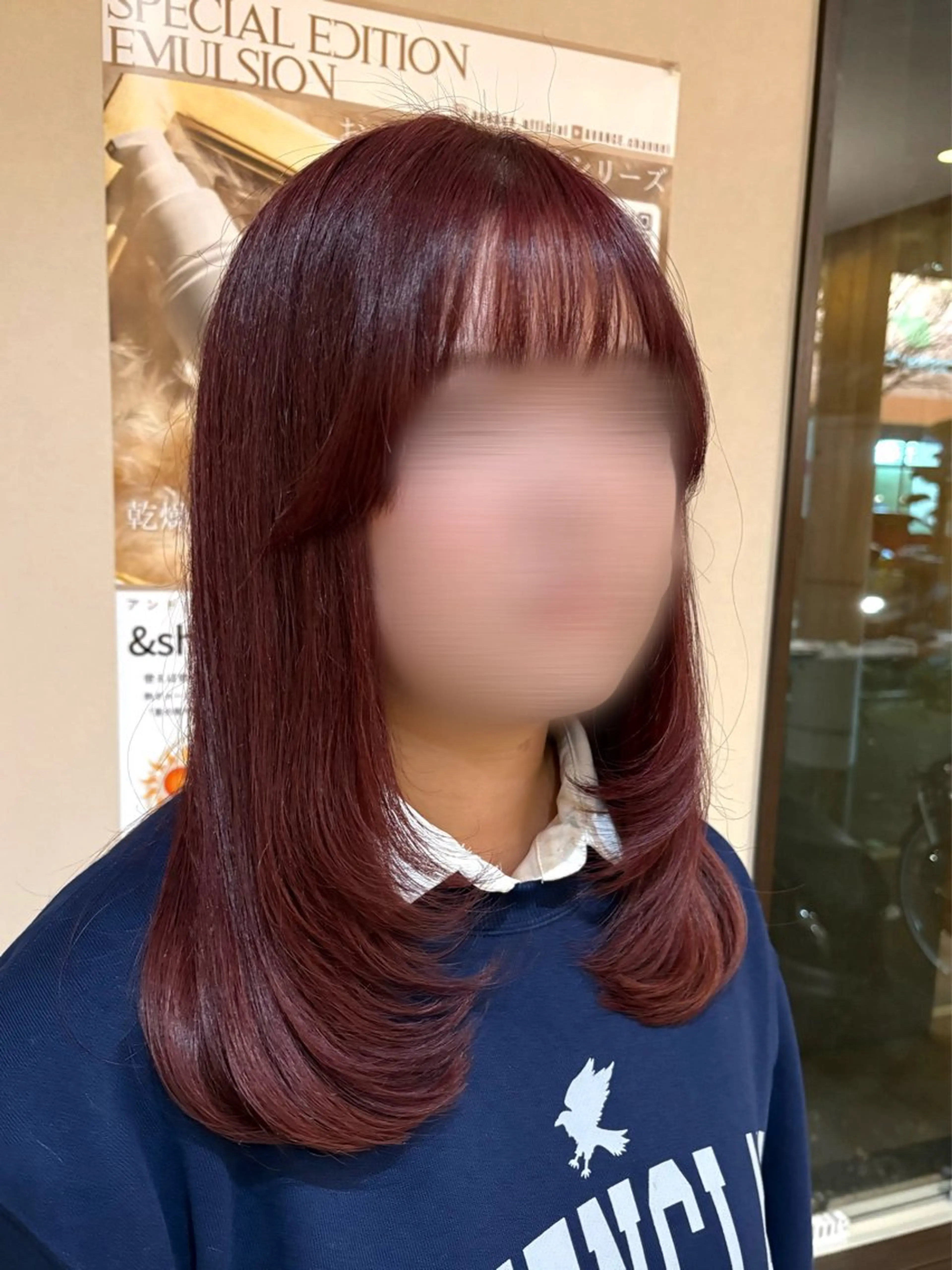 ミディアム カット ヘアカラー トリートメント 透明感/顔周りカット /レイヤー/岡本のヘアスタイル