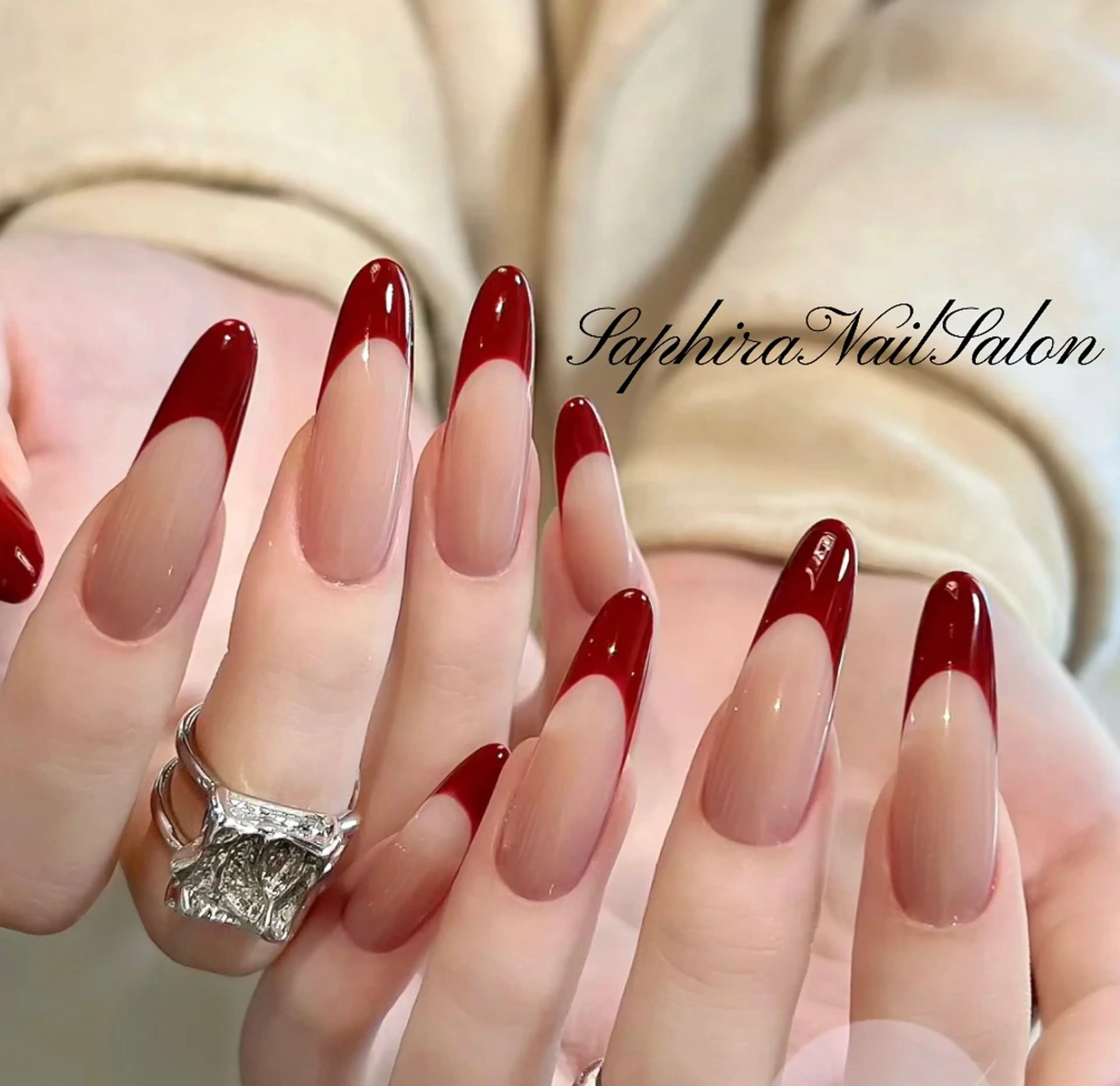 【チップ長さ出し】フレンチコース(2個パーツ付き)の写真