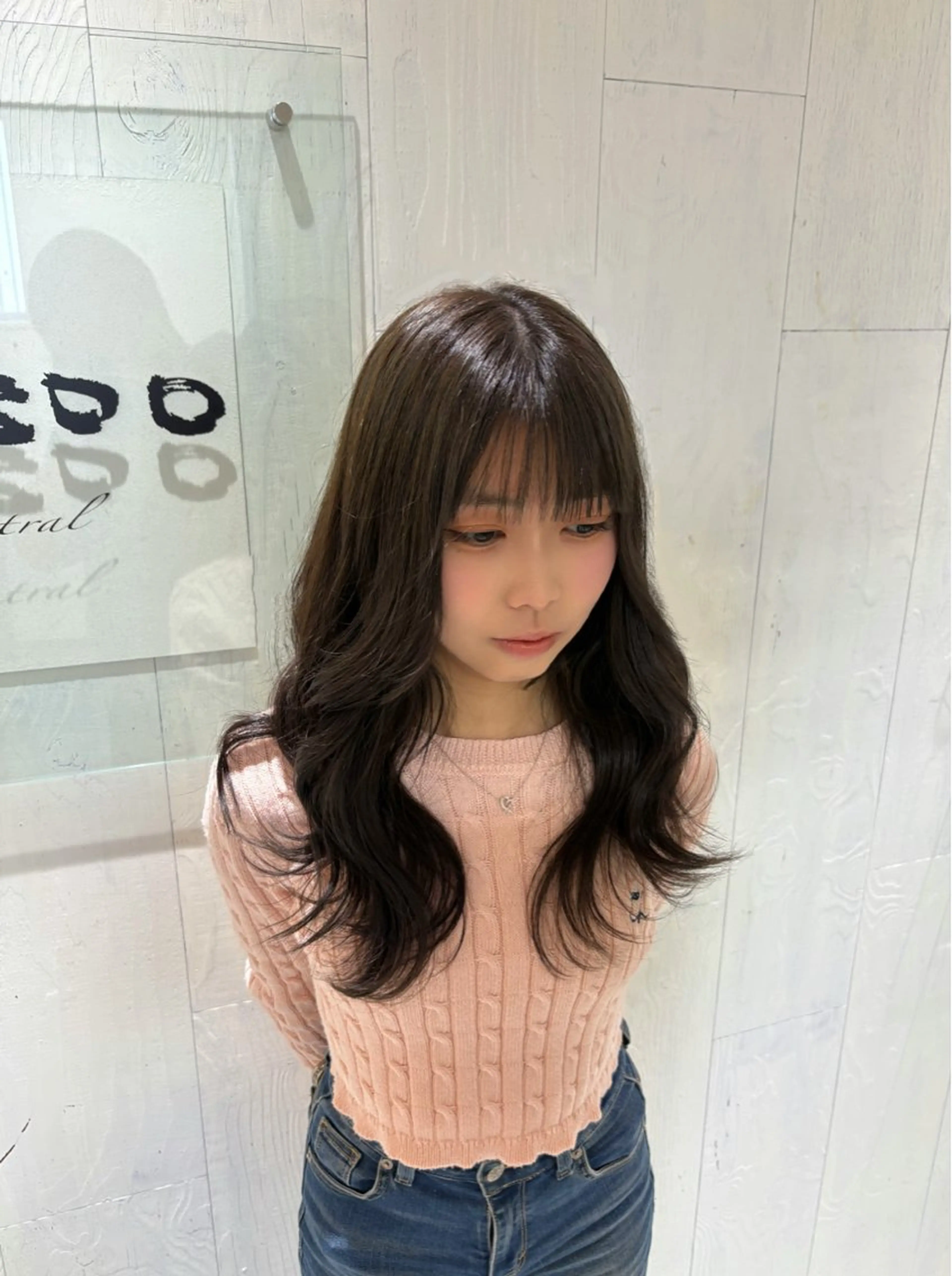 セミロング カラー グレージュ カット ヘアカラー ブリーチなしWカラー レイヤー/Rickyのヘアスタイル