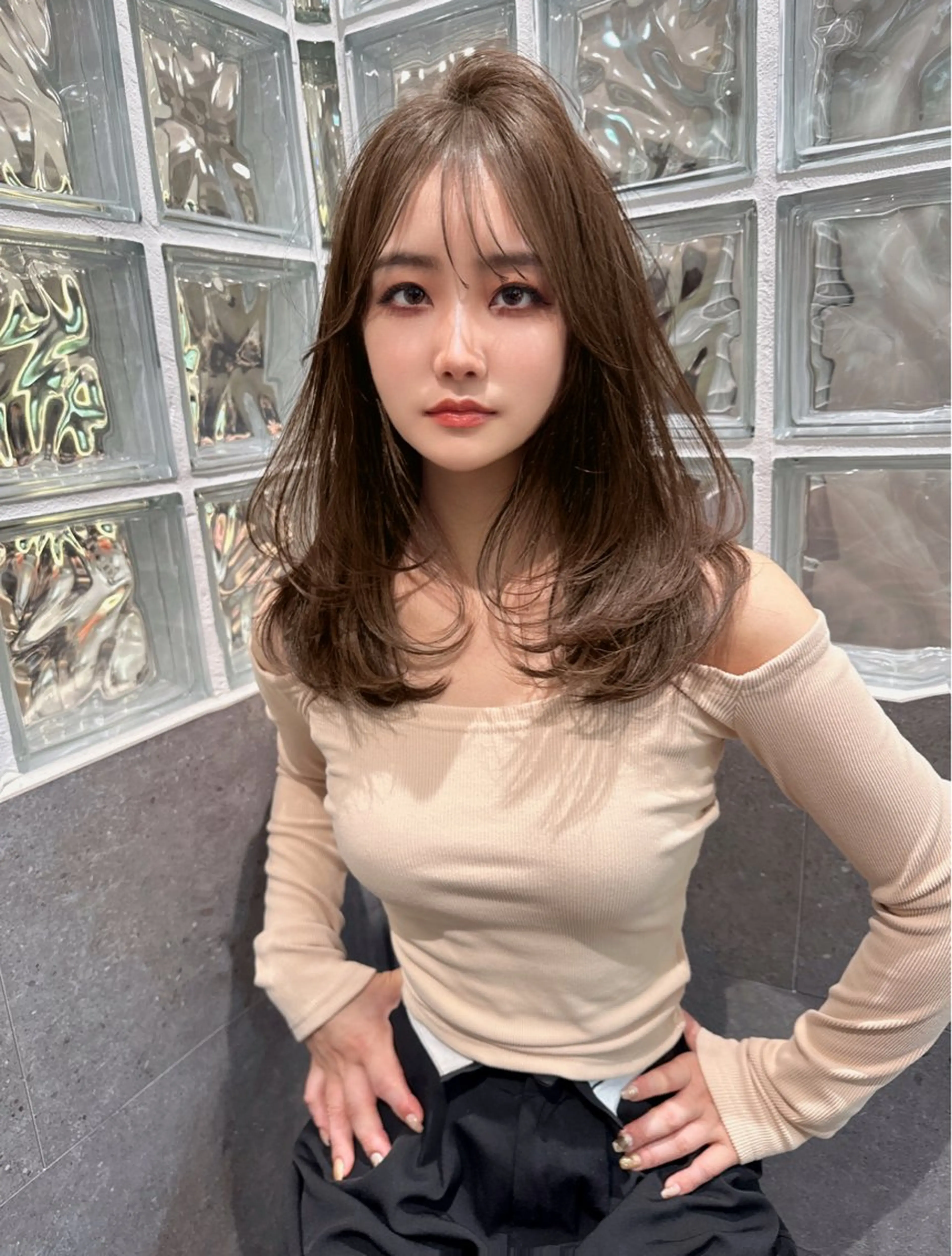 セミロング ショートボブ 韓国風カラー ボブ くびれヘア 髪質改善 ボブ/顔周りカット /縮毛矯正/鈴木隆太のヘアスタイル