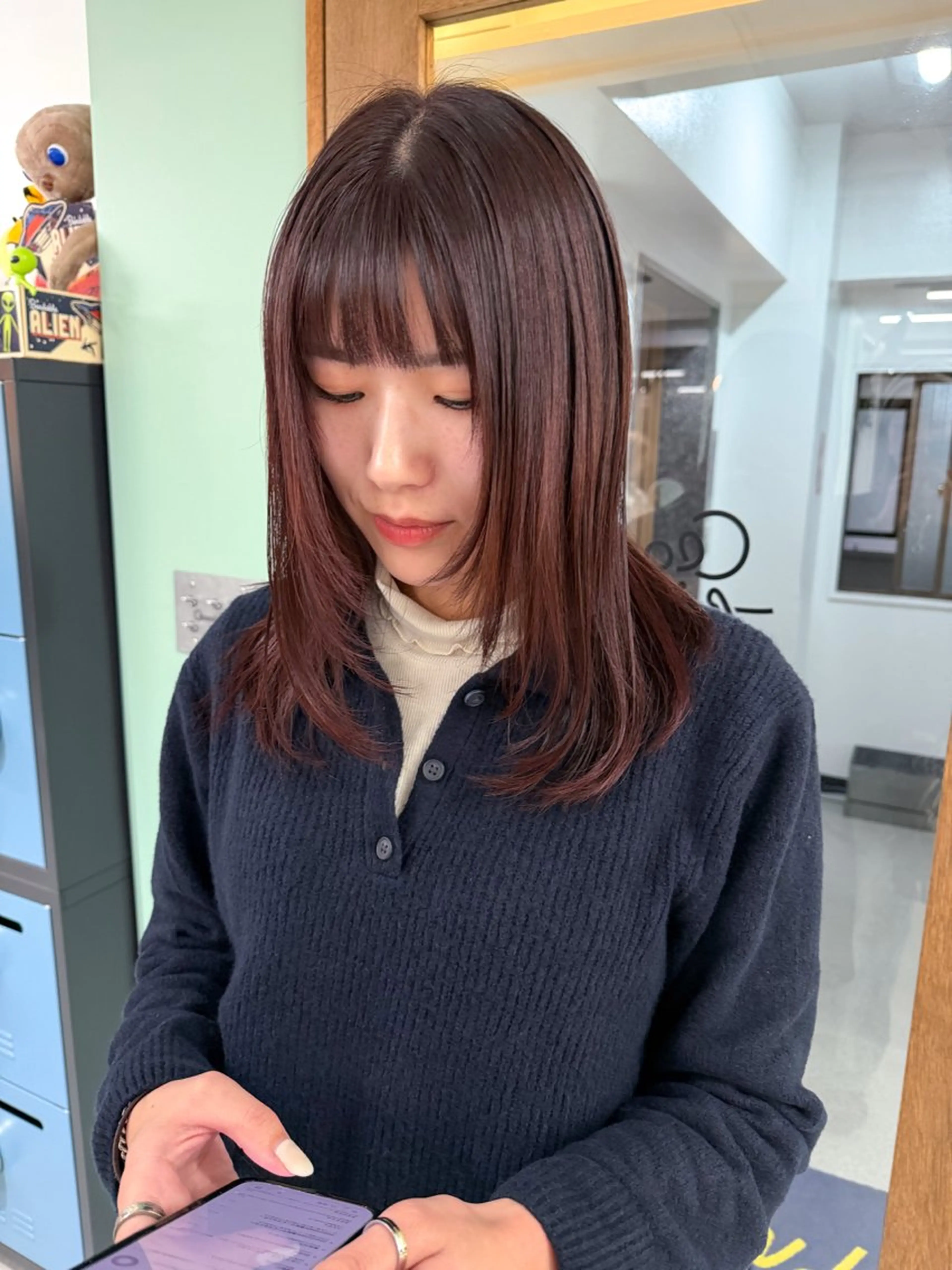 ミディアム カット ヘアカラー レイヤー・ボブカット /もえまる🌻のヘアスタイル