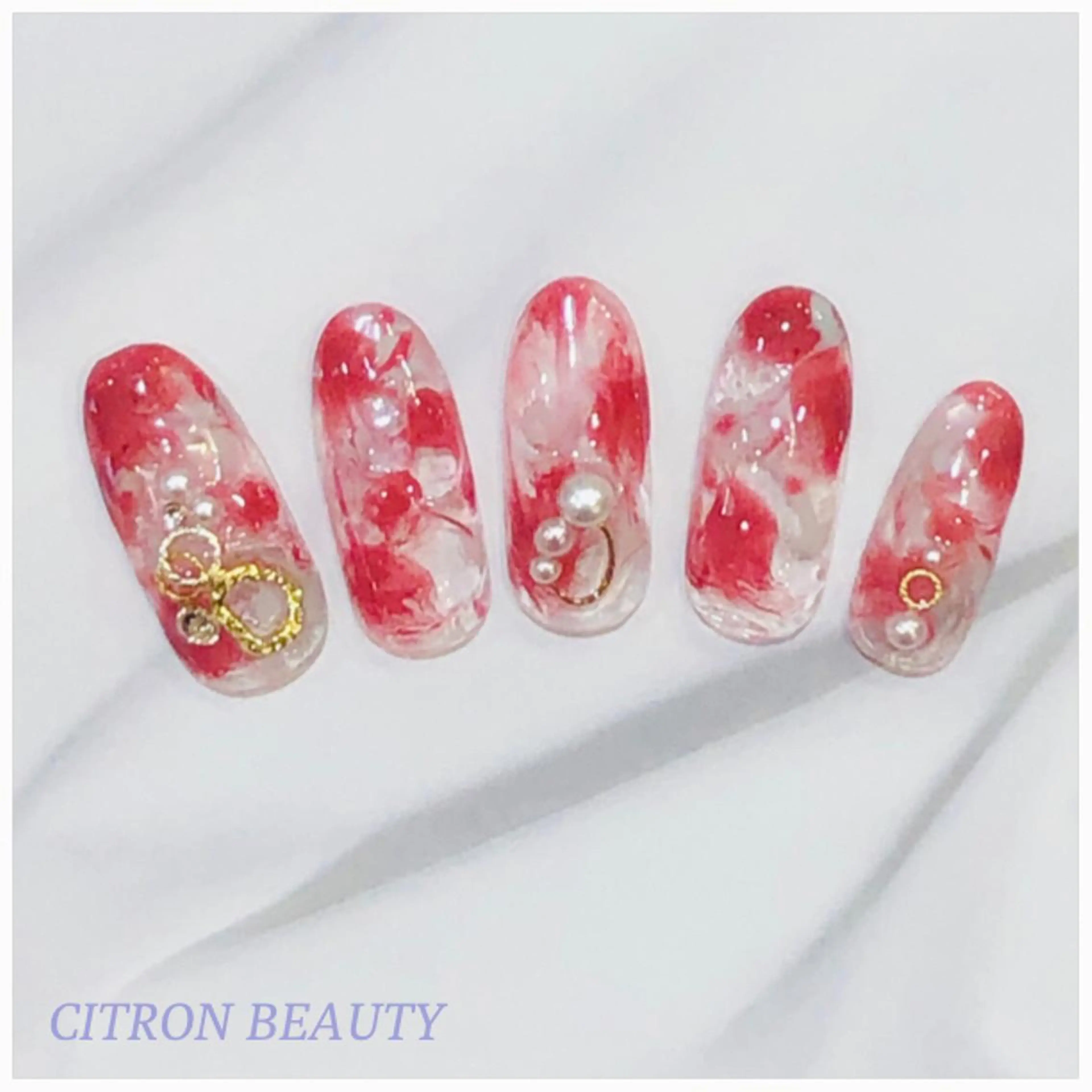 ネイル クリアネイル 大理石ネイル(マーブル) CITRON NAIL💅練習生のネイルデザイン