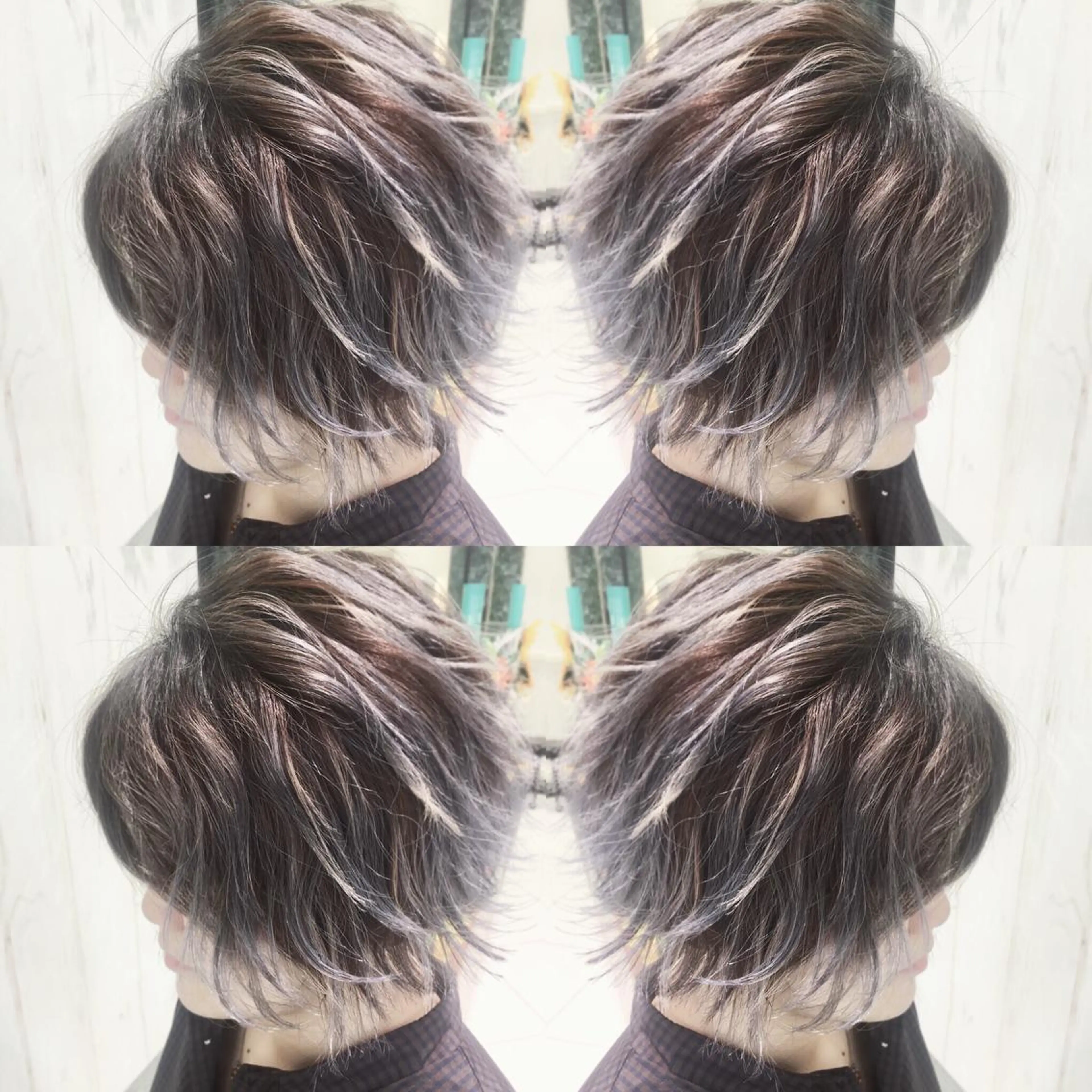 ショート カラー バレイヤージュ グレージュ レイヤーカット カット ヘアカラー ブリーチ/バレイヤ ージュ川端裕司のヘアスタイル