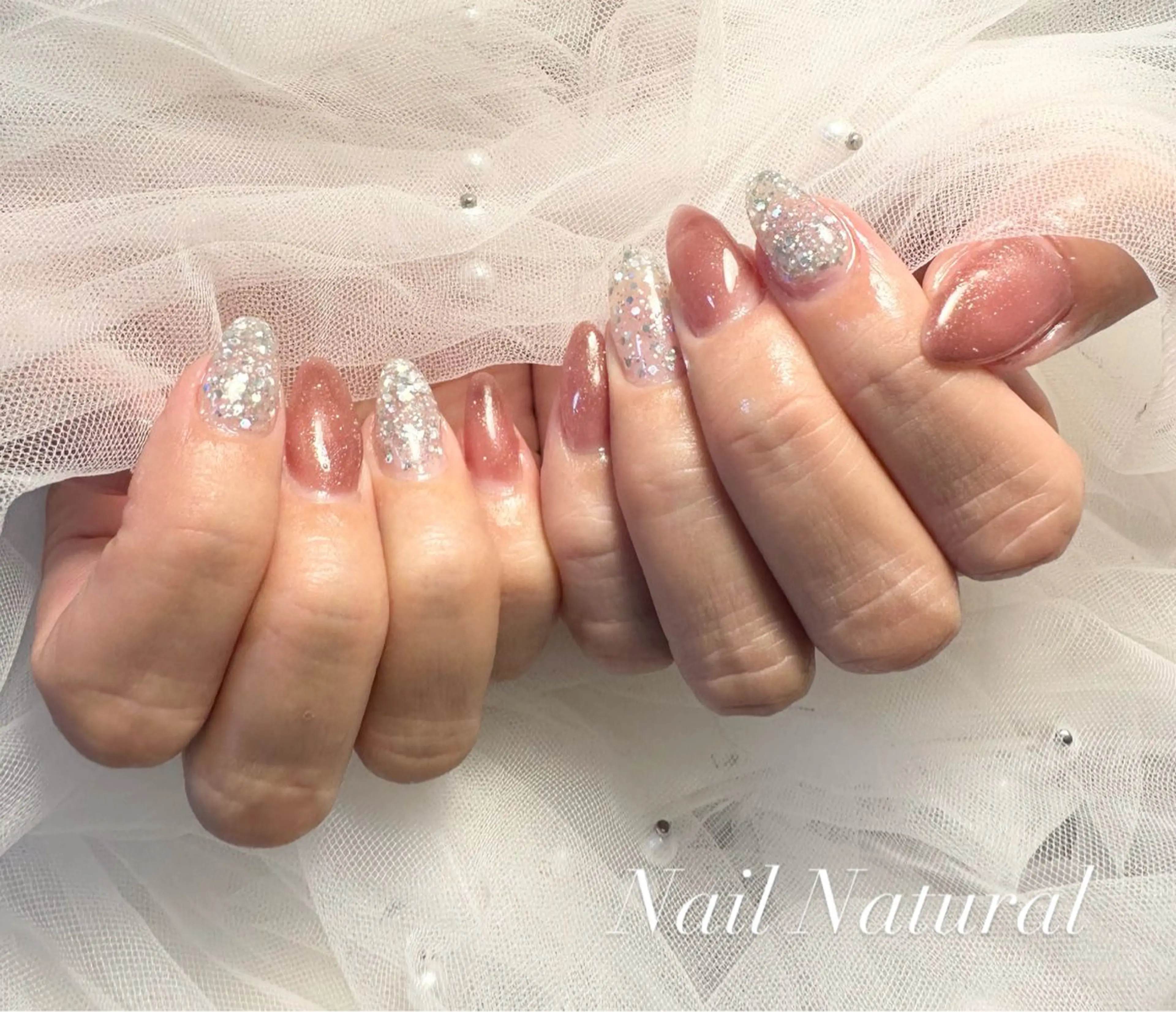 ネイル フラッシュネイル フットネイル フレンチネイル ジェルネイル ガラスフレンチ ハンドネイル Nail salon Natulalのネイルデザイン